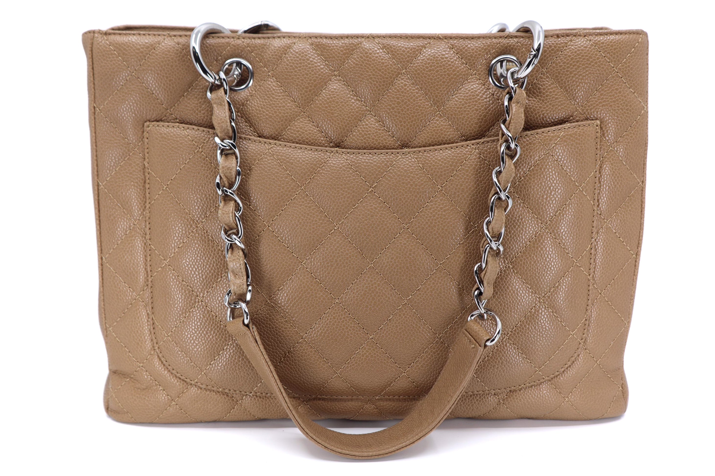 Chanel Camel Beige Caviar Grand Shopper Tote (GST Bag) SHW