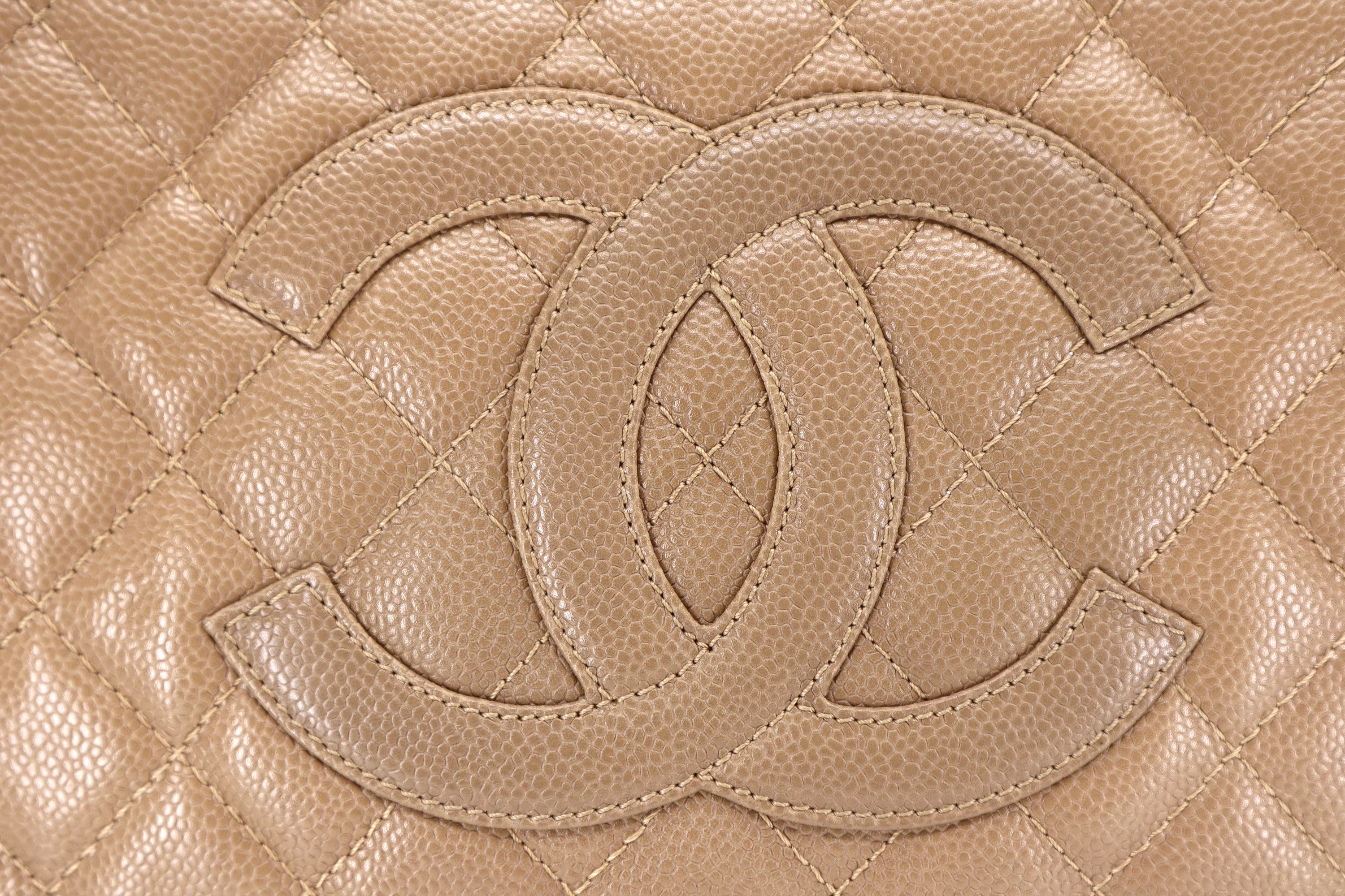 Chanel Camel Beige Caviar Grand Shopper Tote (GST Bag) SHW