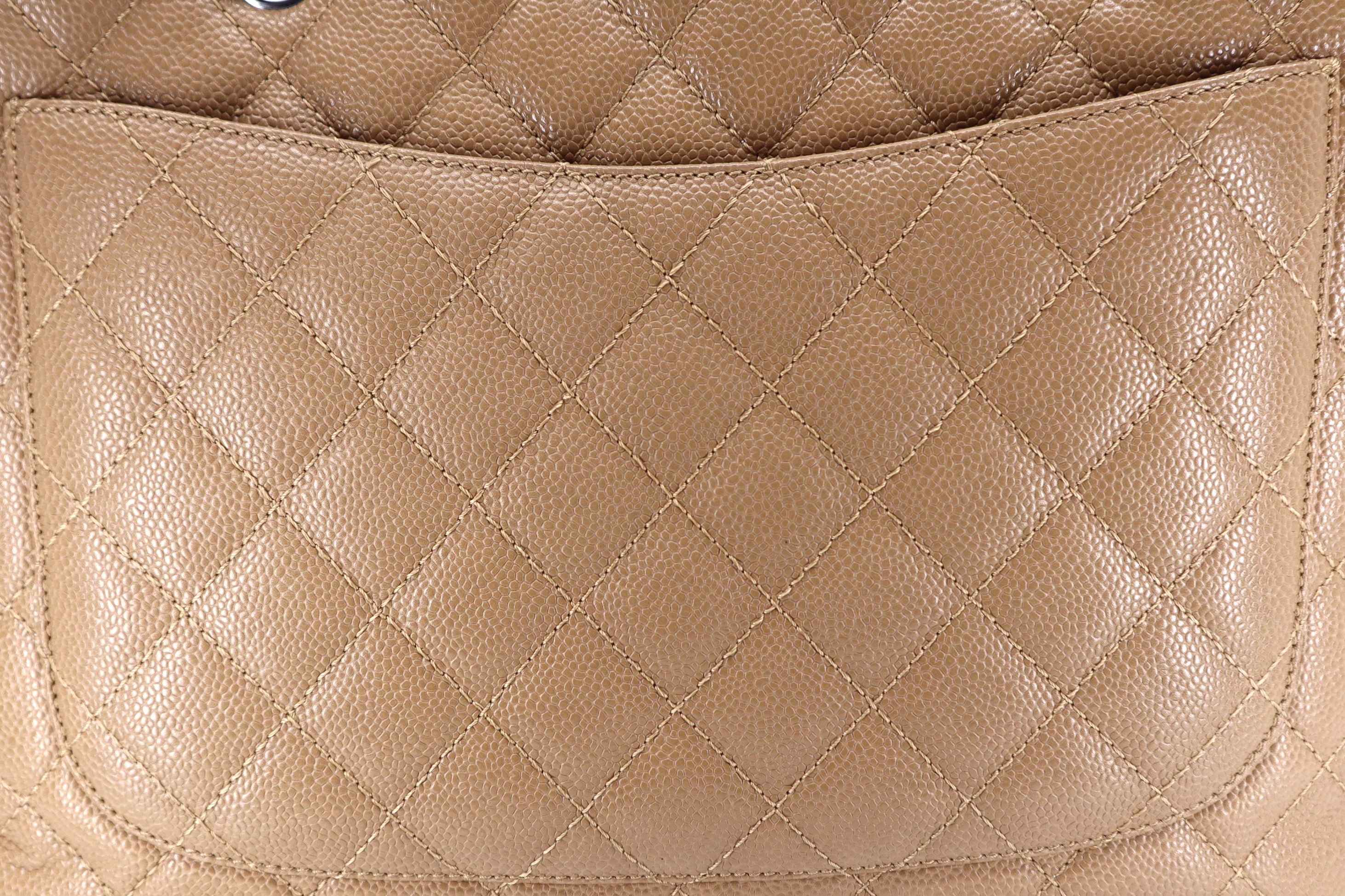 Chanel Camel Beige Caviar Grand Shopper Tote (GST Bag) SHW