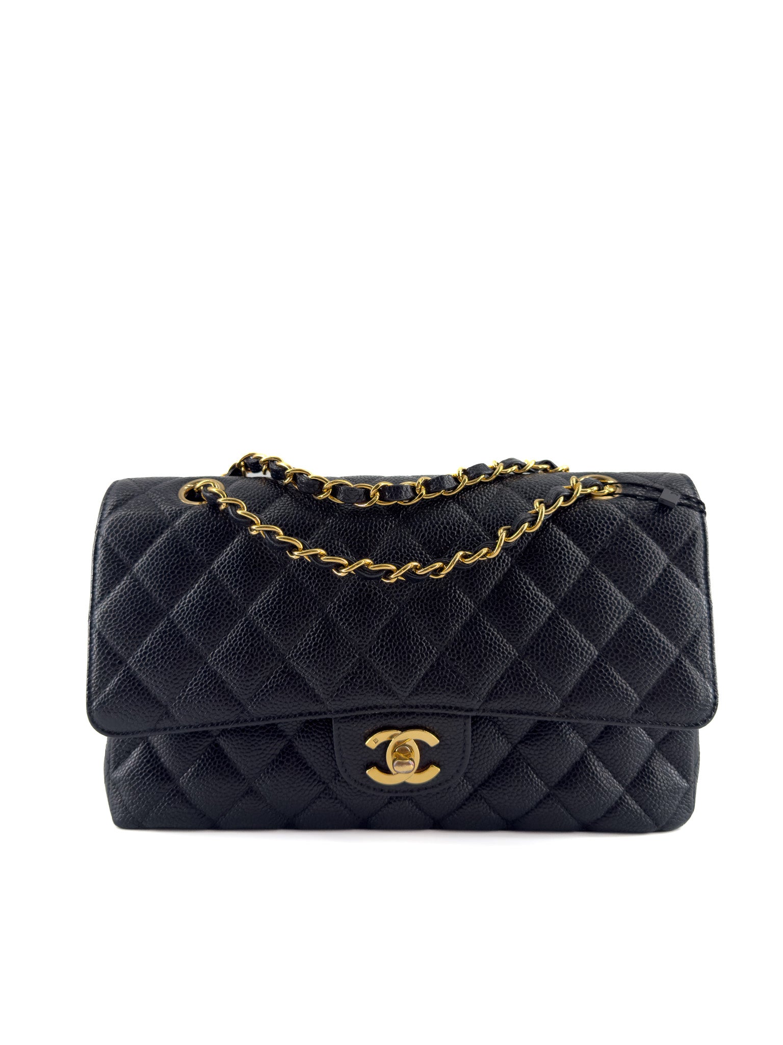 Chanel Caviar Medium Double Flap Black GHW