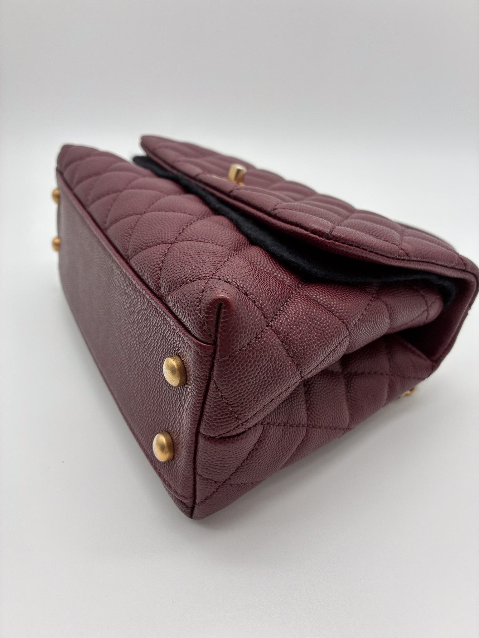 Chanel Coco Top Handle  Mini Quilted Caviar with Lizard Embossed