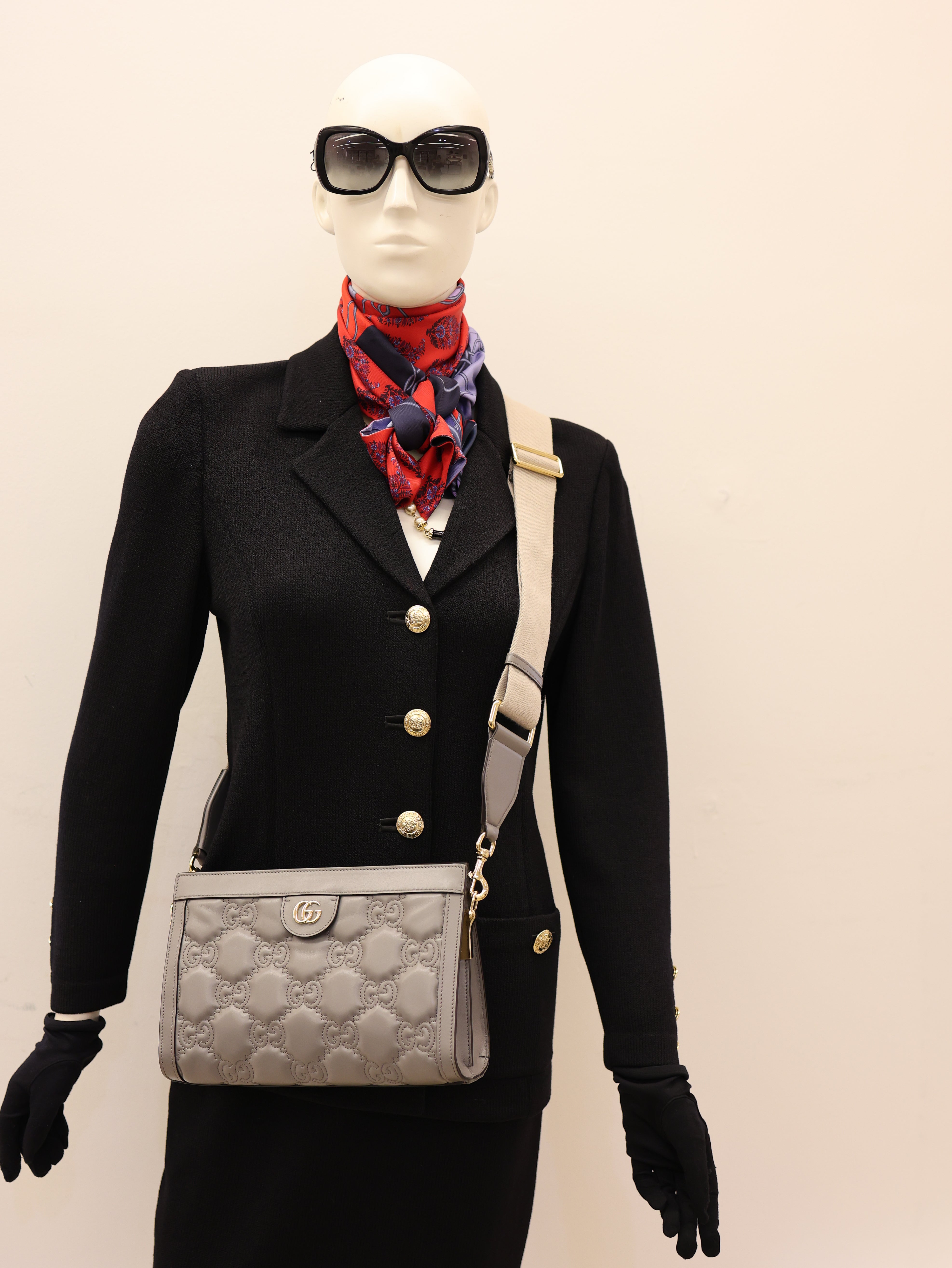 Gucci  Calfskin GG Matelasse Small Slim Chain Shoulder Bag