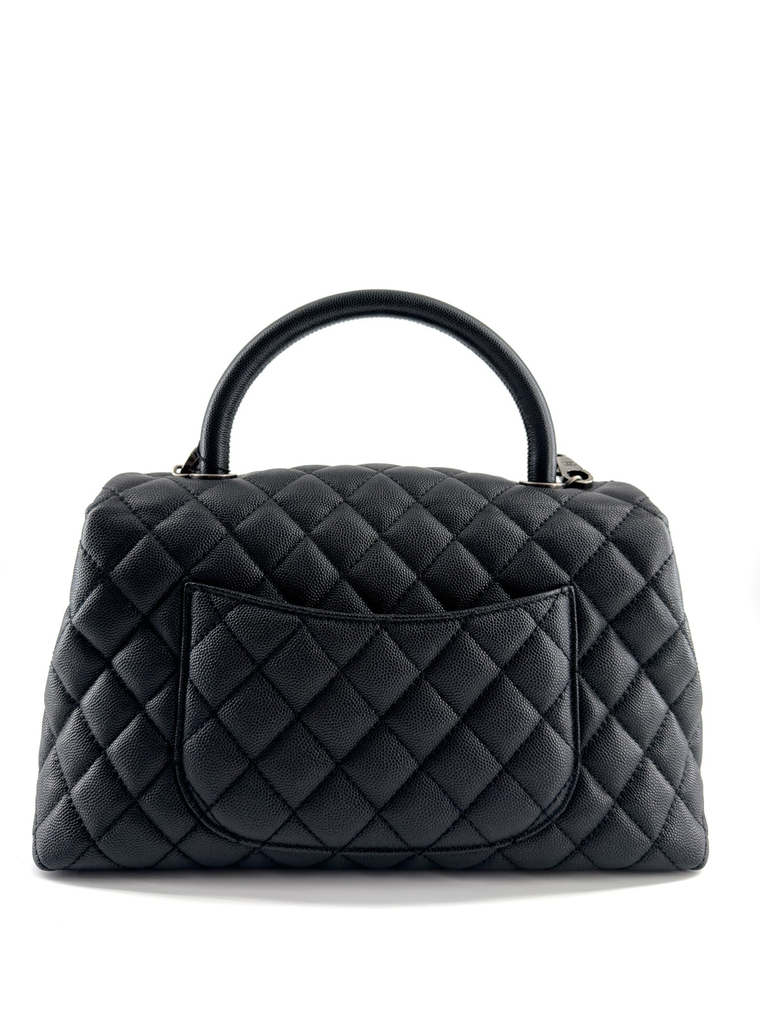 Chanel Black Quilted Caviar Leather Medium Coco Handle Bag