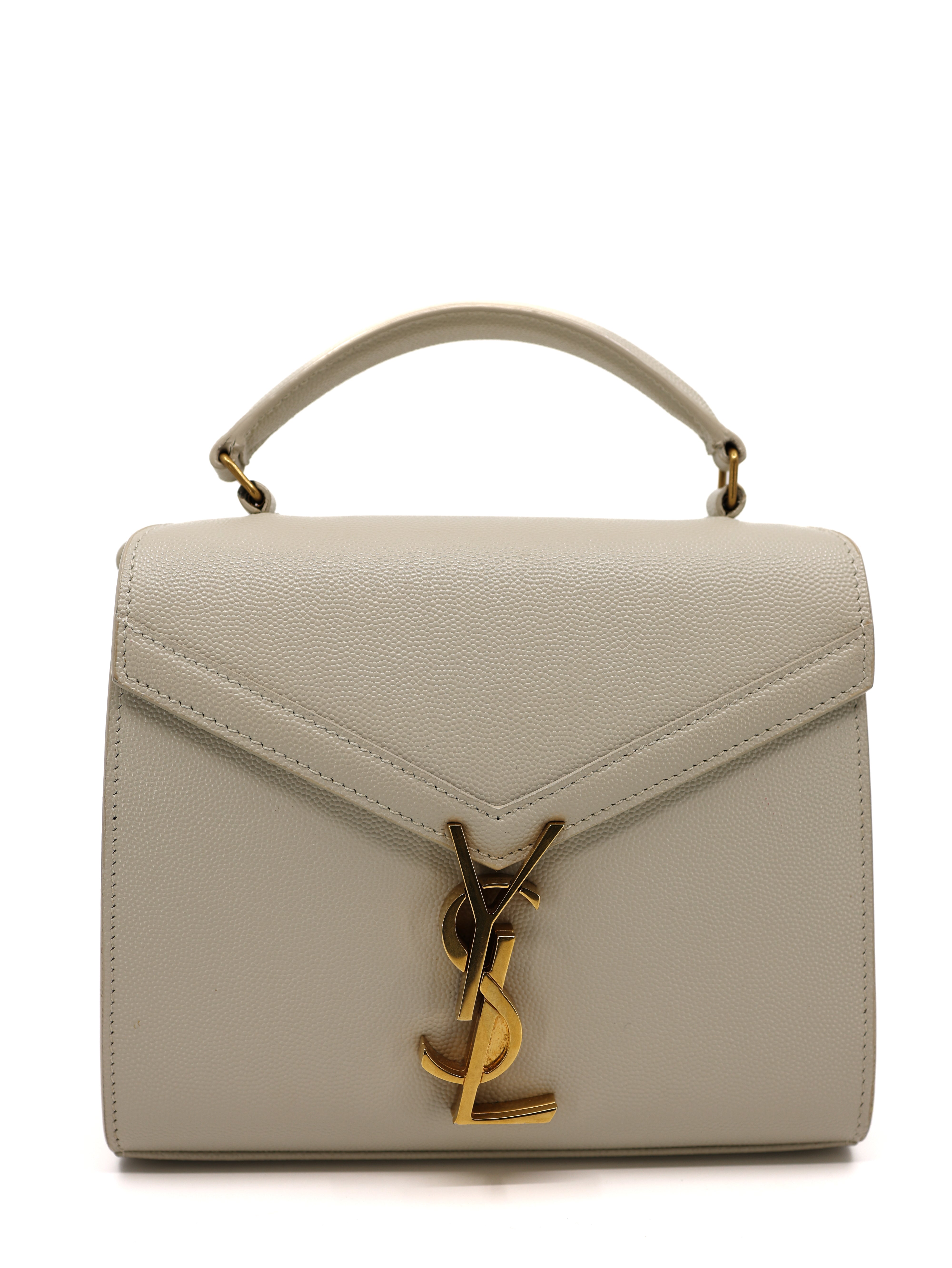 Saint Laurent Mini Cassandra Top Handle Vintage White Grain de Poudre