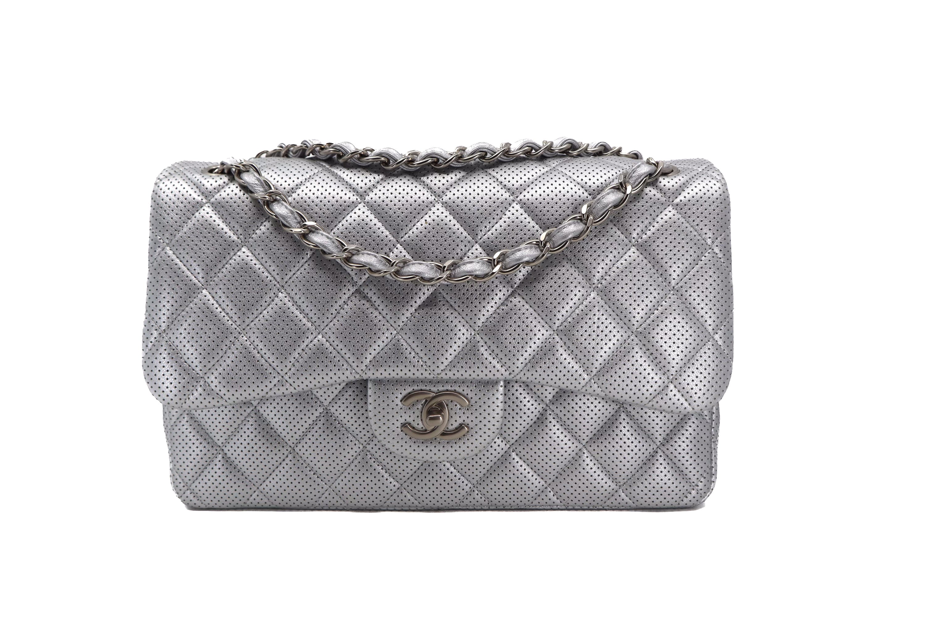 Chanel Jumbo Double Flap Quilted Perforated Lambskin