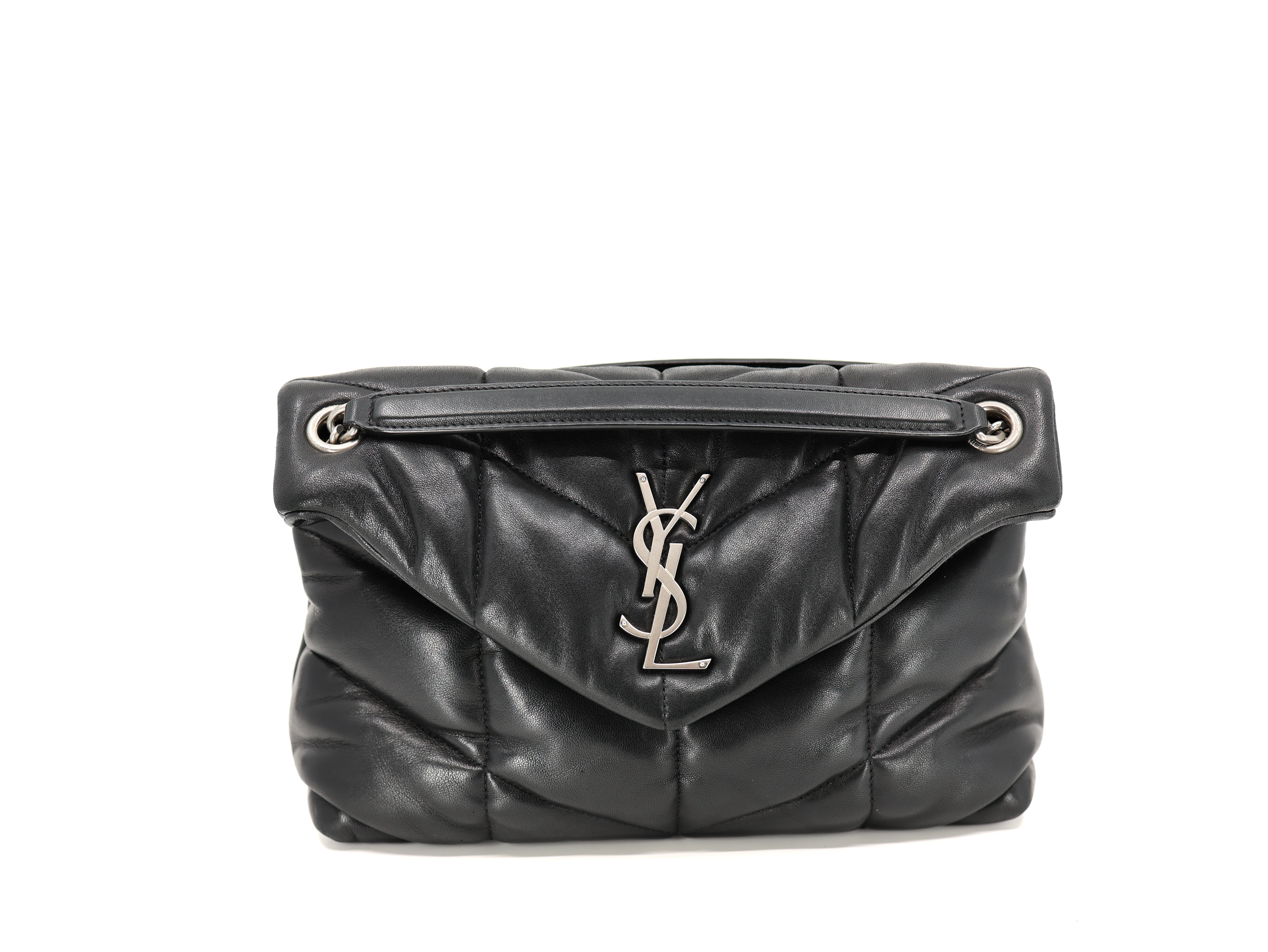 Saint Laurent  Lambskin Quilted Small Loulou Puffer Satchel Black