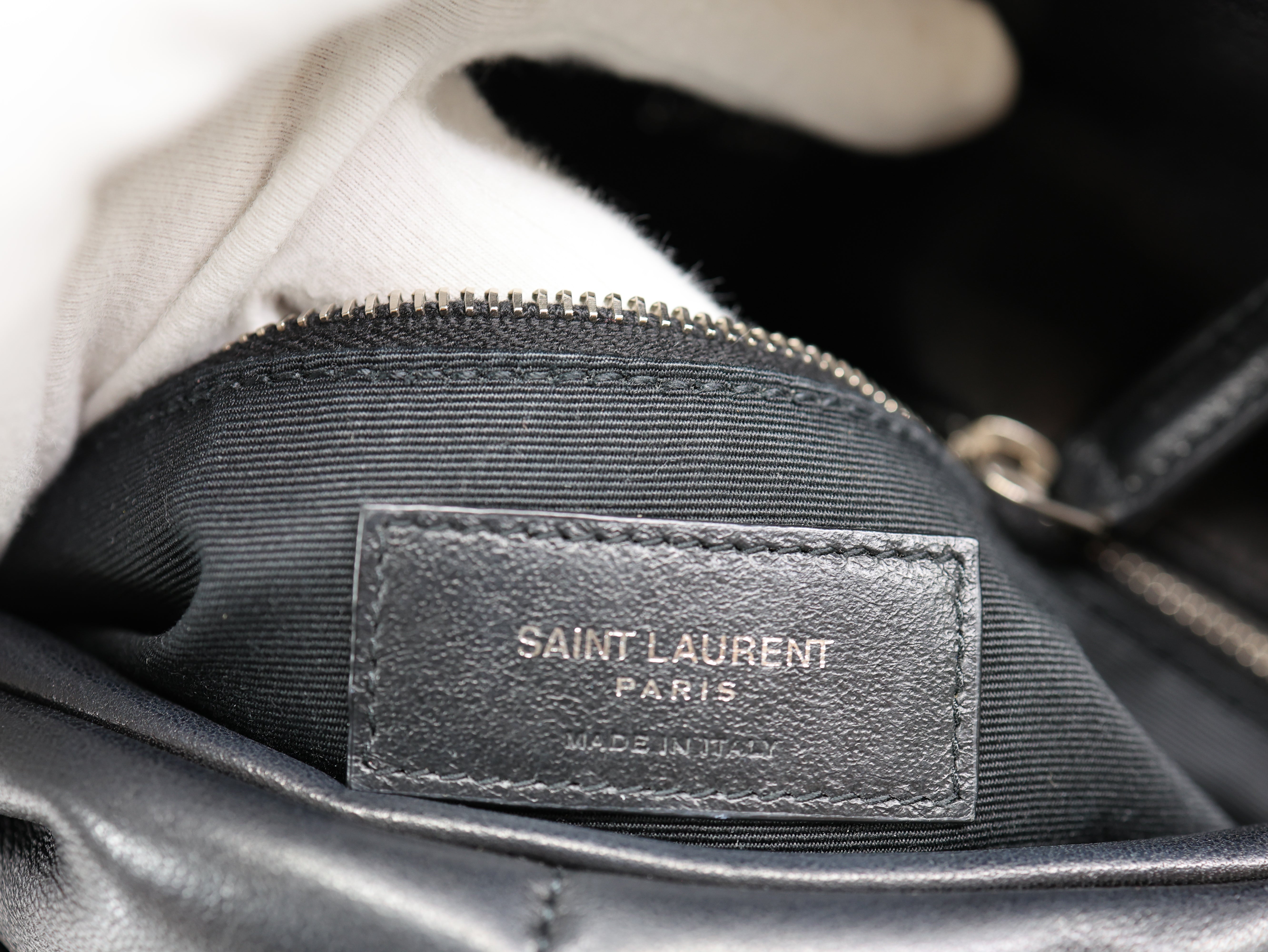 Saint Laurent  Lambskin Quilted Small Loulou Puffer Satchel Black