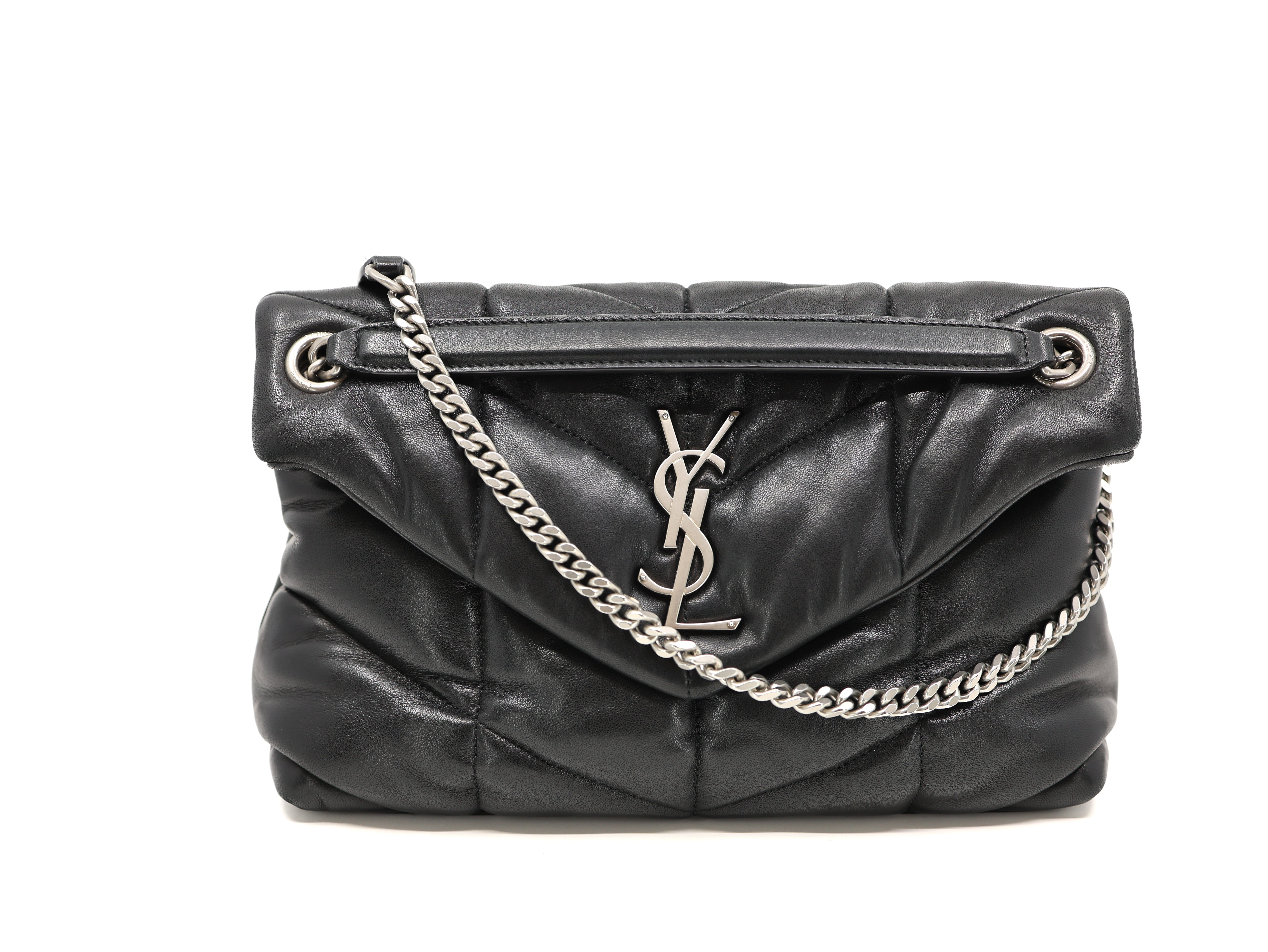 Saint Laurent  Lambskin Quilted Small Loulou Puffer Satchel Black