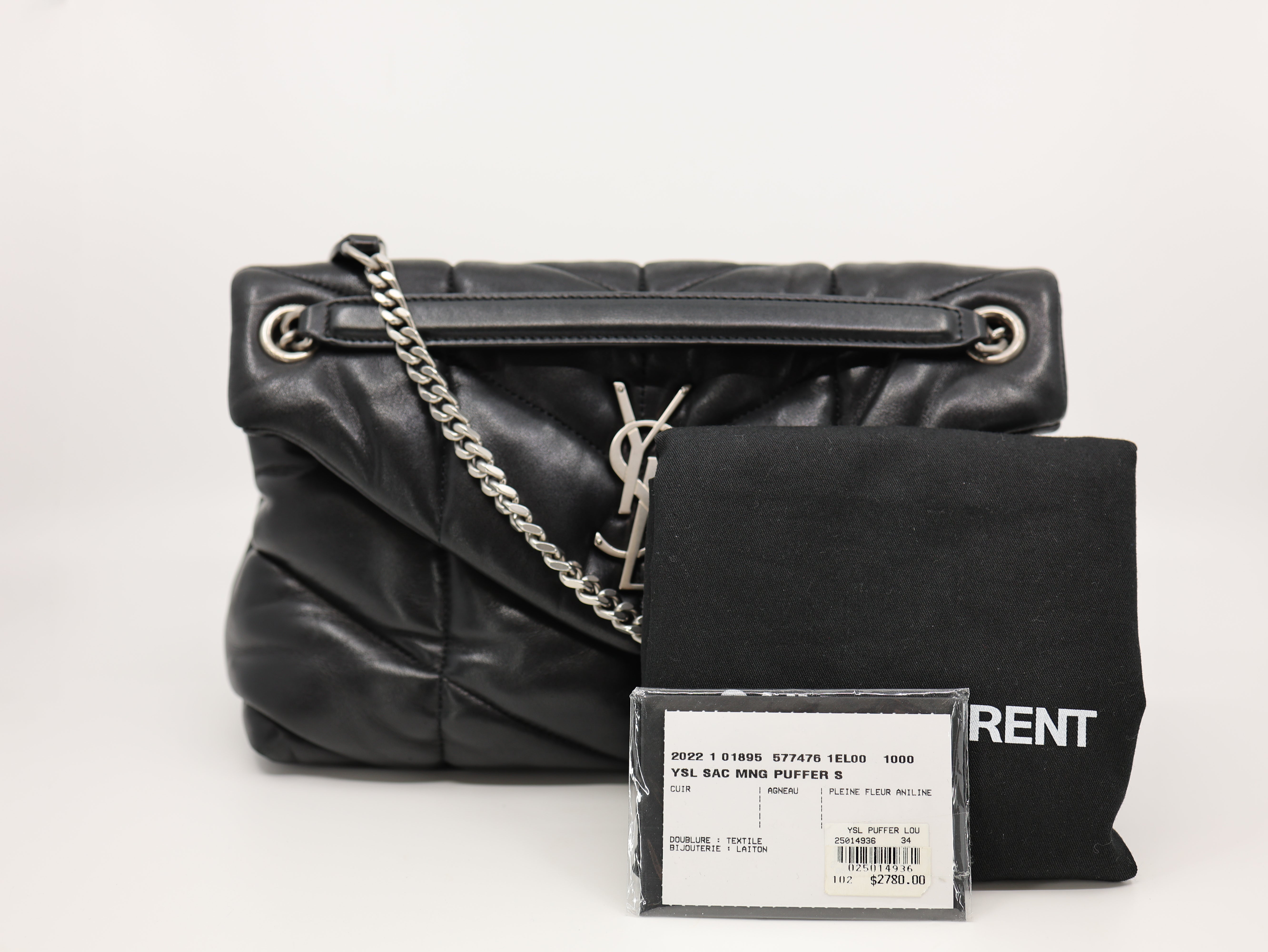 Saint Laurent  Lambskin Quilted Small Loulou Puffer Satchel Black