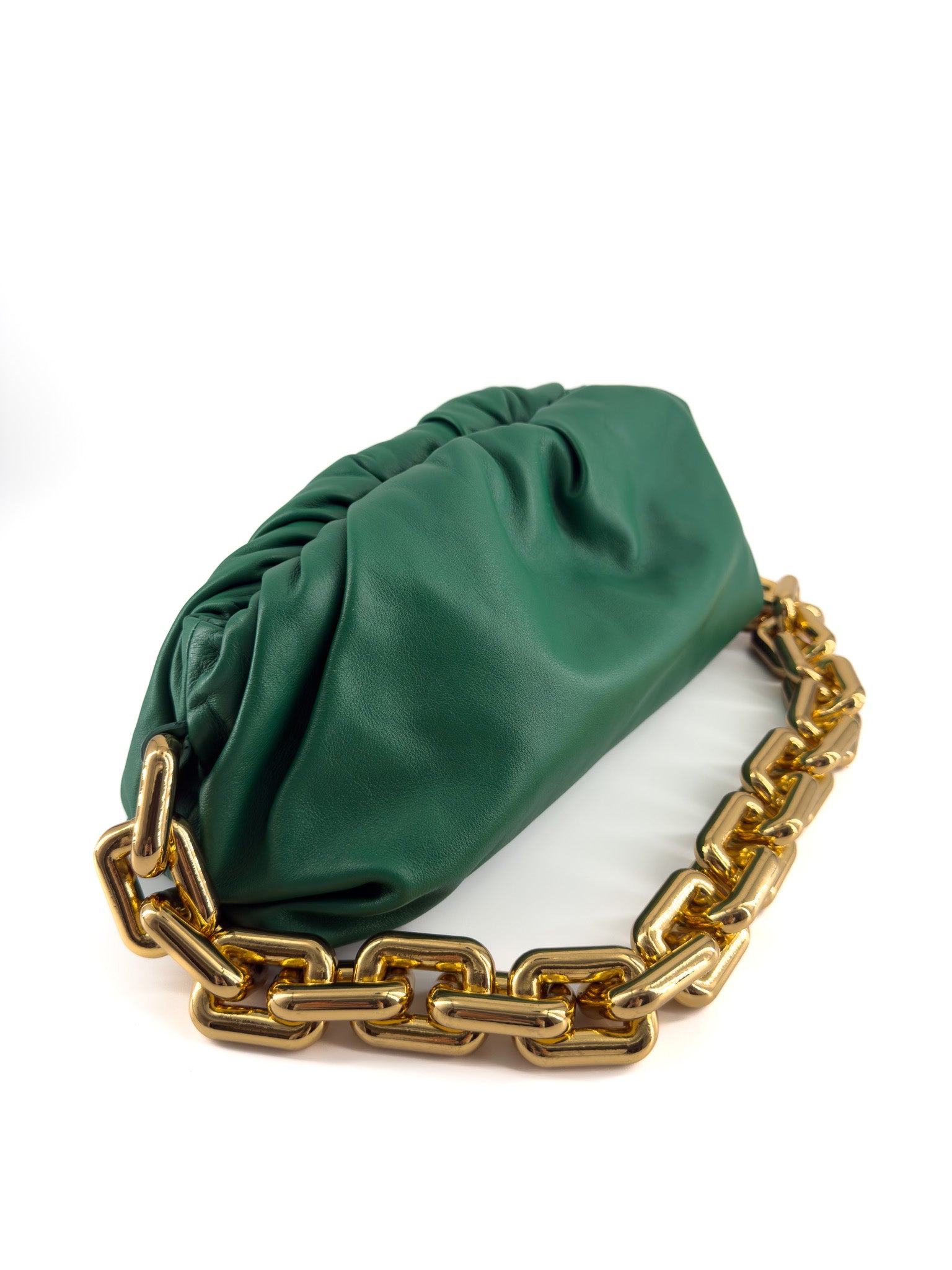 Bottega Veneta Lambskin Racing Green Chain Pouch