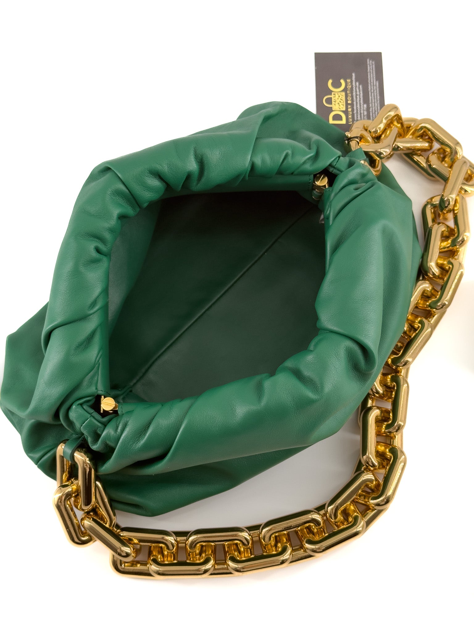 Bottega Veneta Lambskin Racing Green Chain Pouch