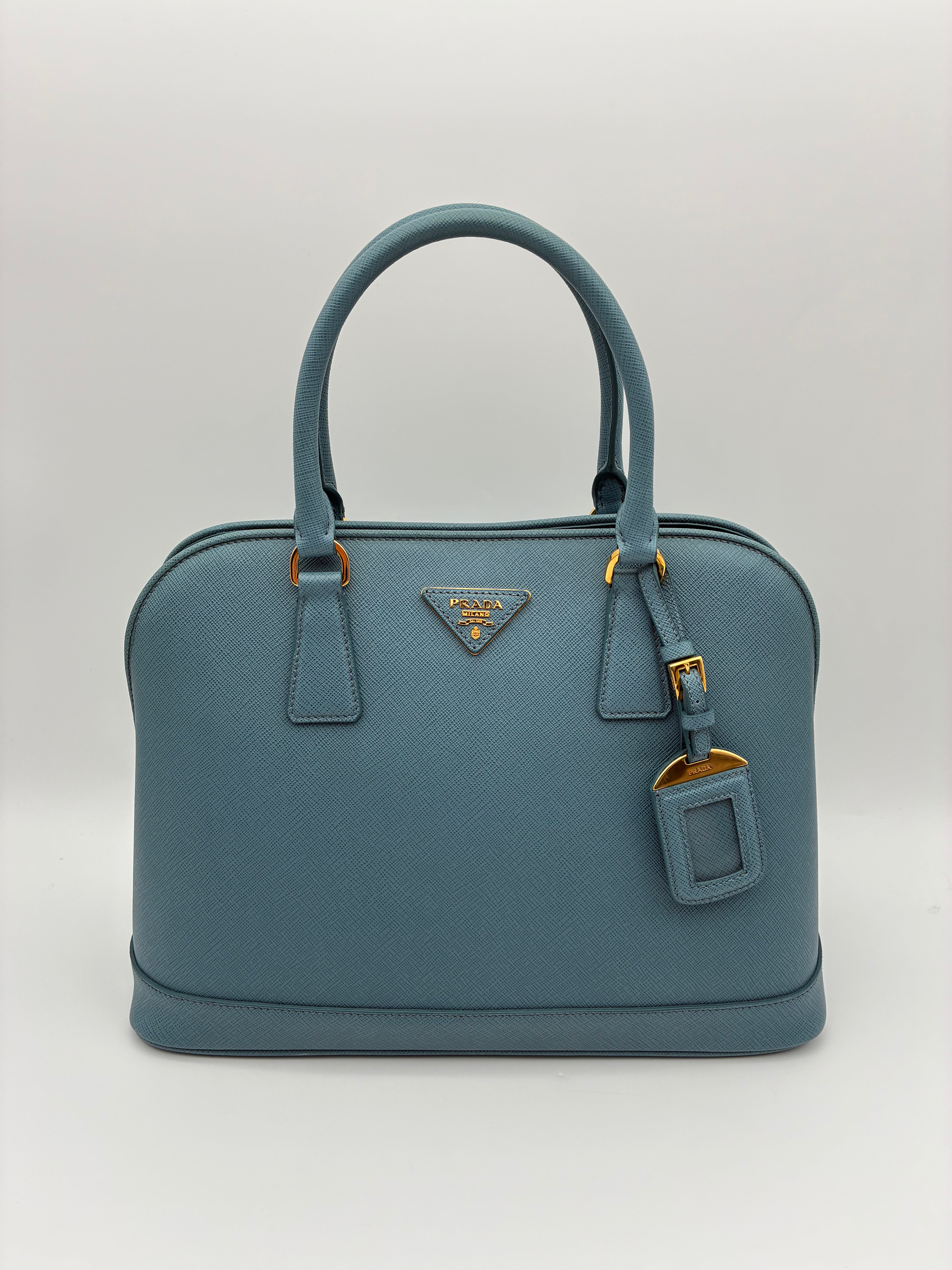 Prada Blue Saffiano Dome Tote