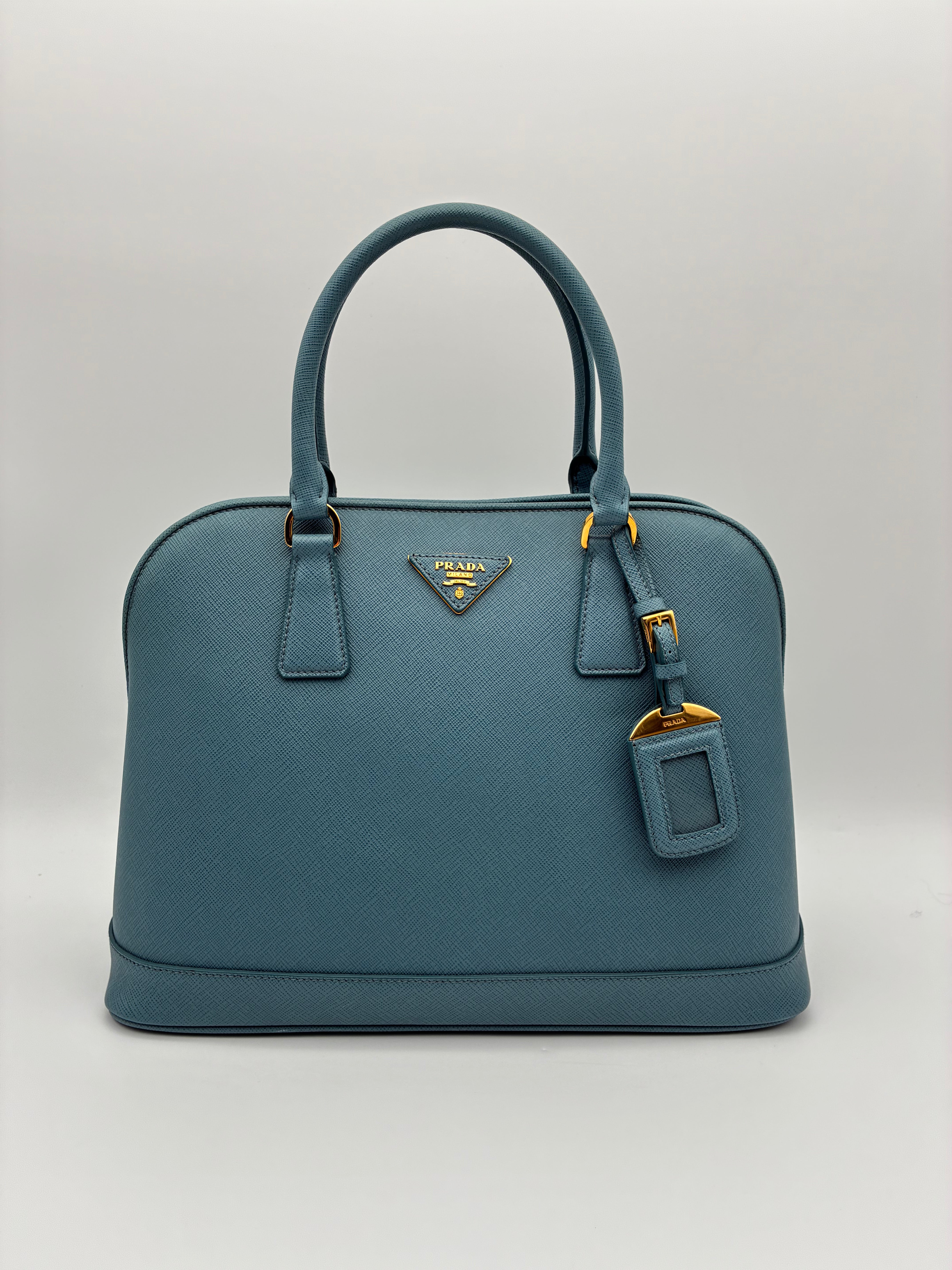 Prada Blue Saffiano Dome Tote