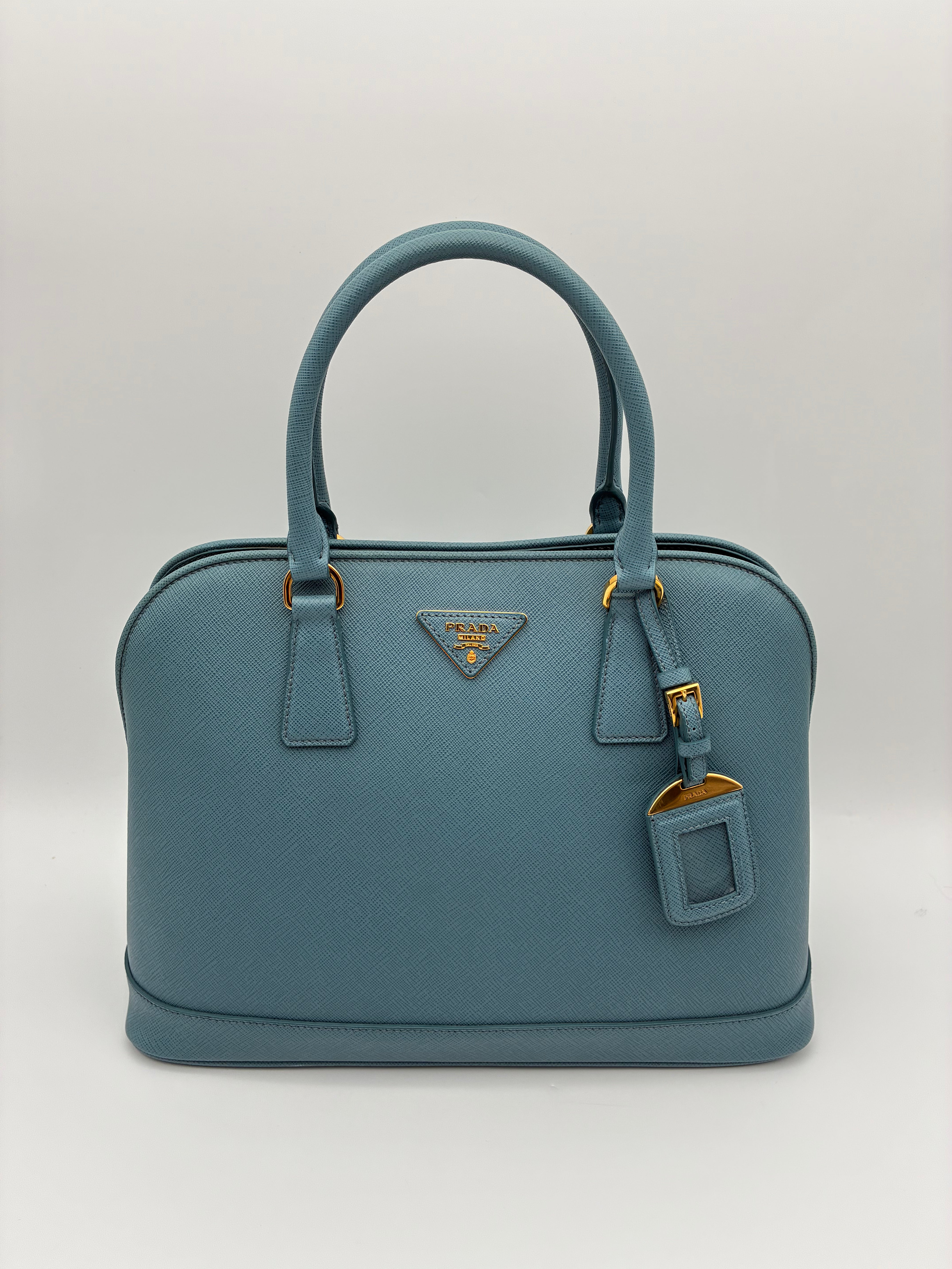 Prada Blue Saffiano Dome Tote