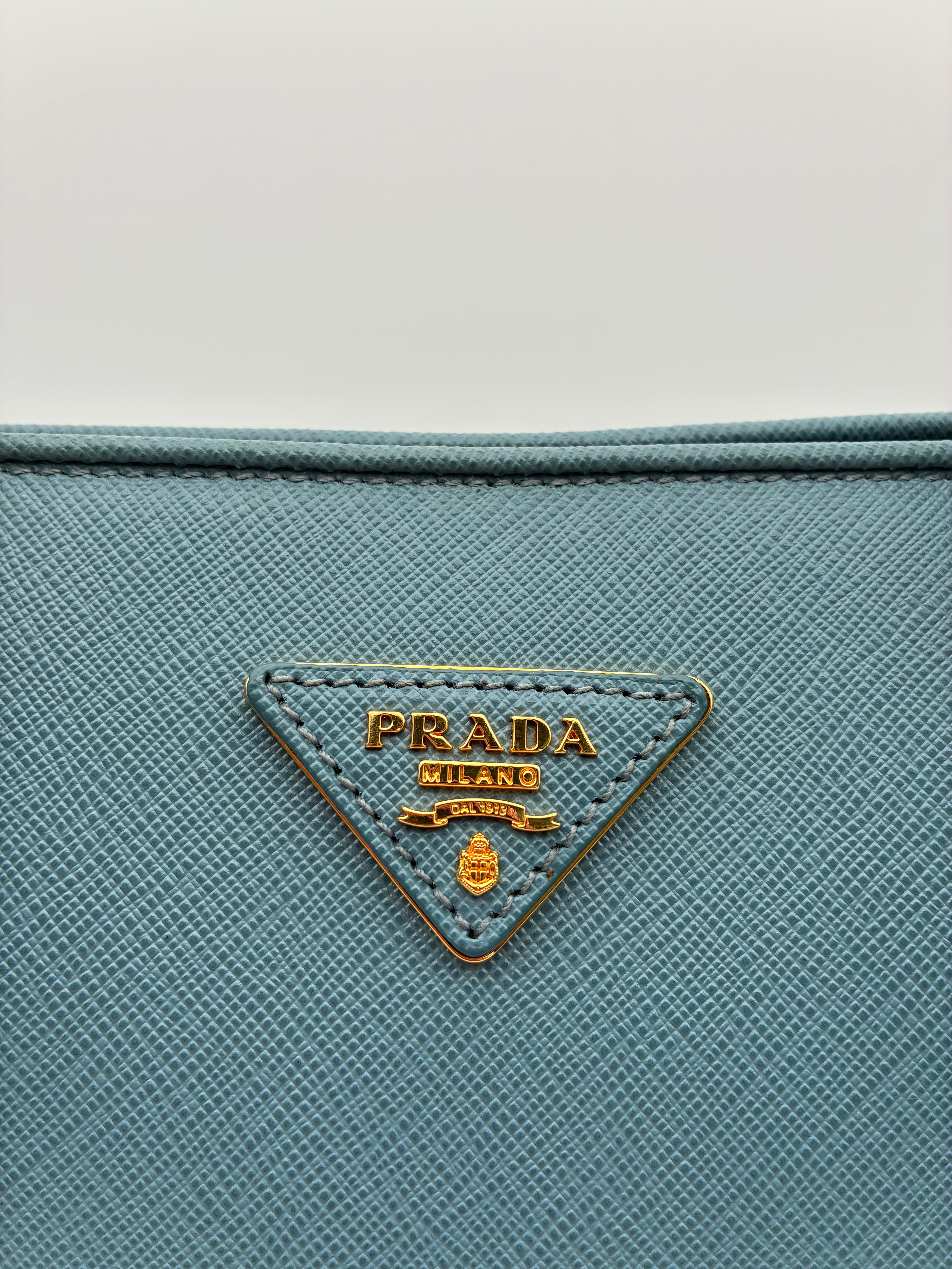Prada Blue Saffiano Dome Tote