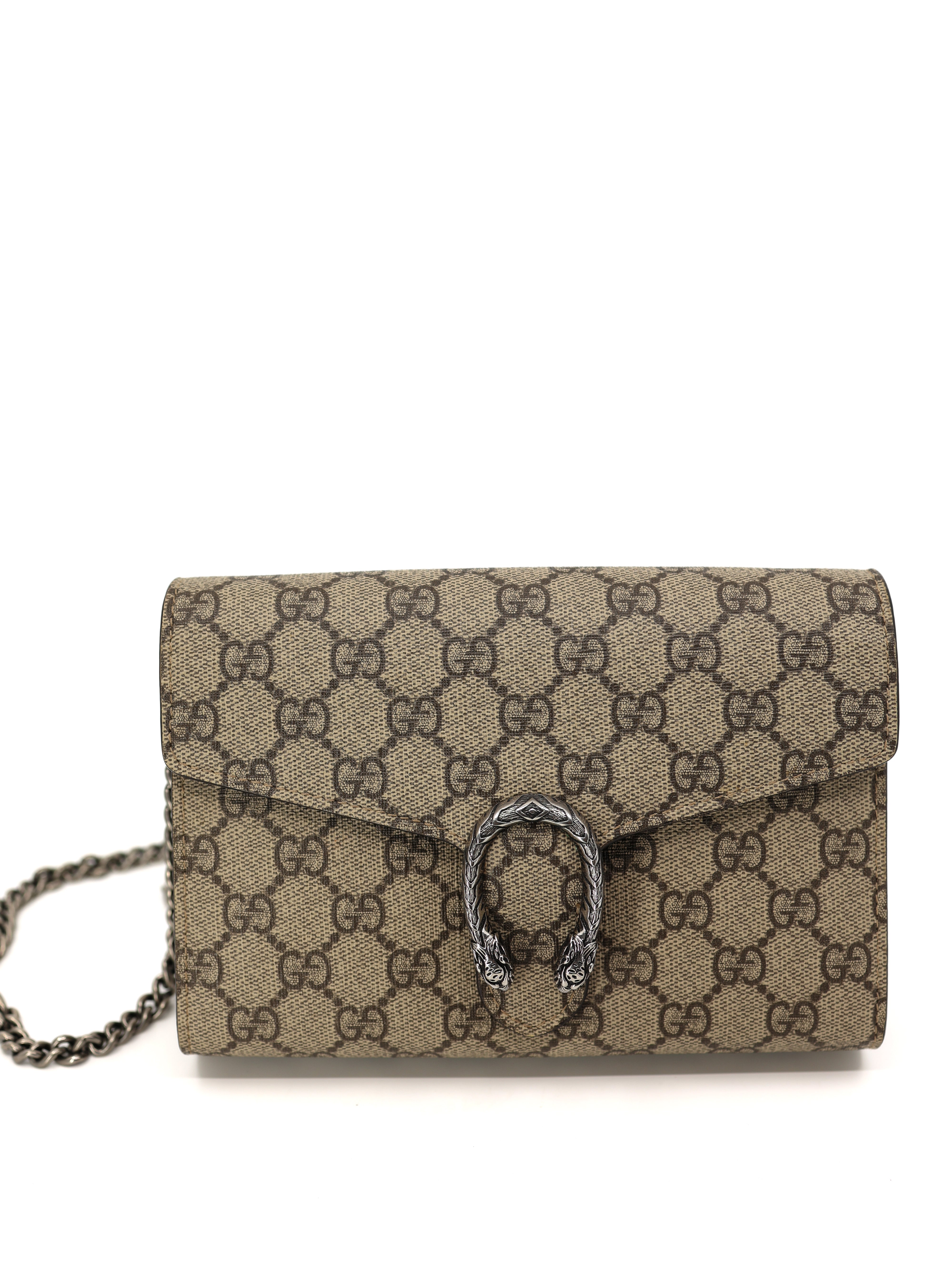 Gucci Dionysus GG Supreme chain wallet Beige