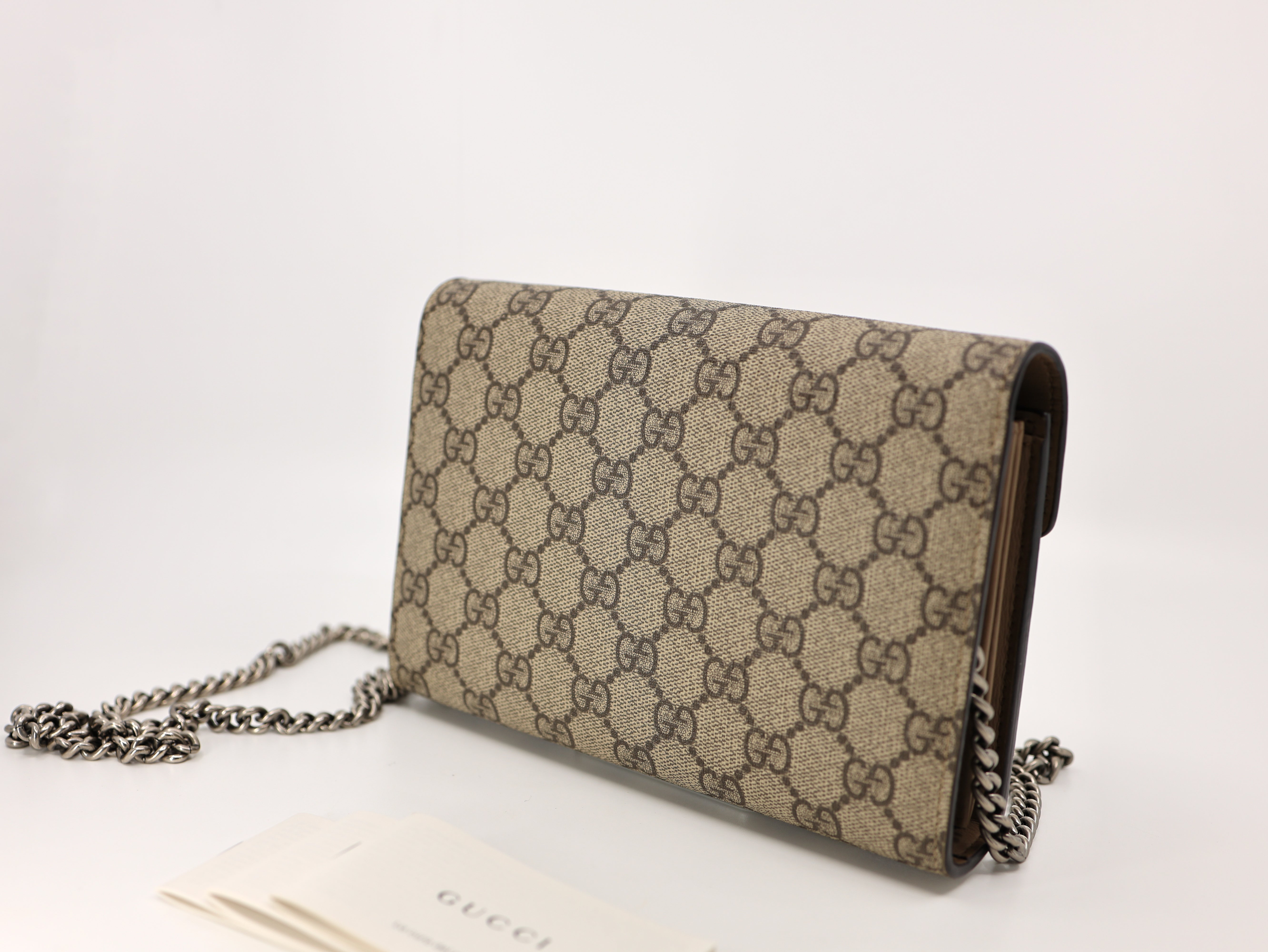 Gucci Dionysus GG Supreme chain wallet Beige