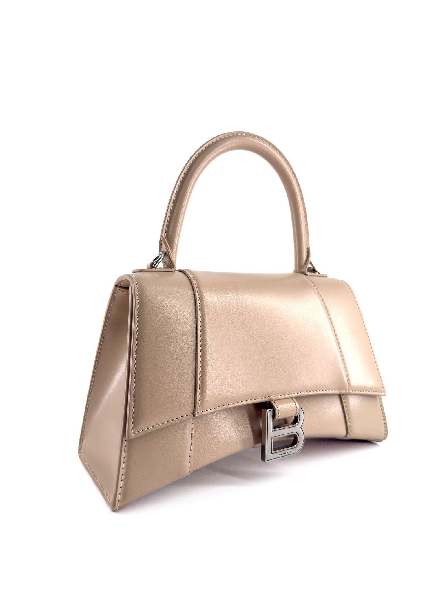 Balenciaga Beige Hourglass Small Leather top handle bag