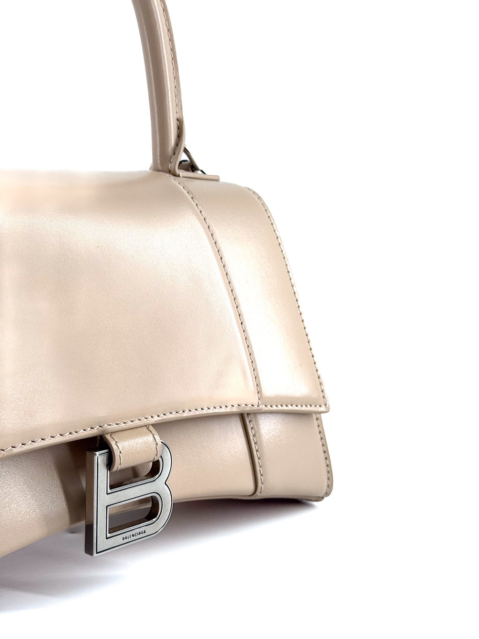 Balenciaga Beige Hourglass Small Leather top handle bag