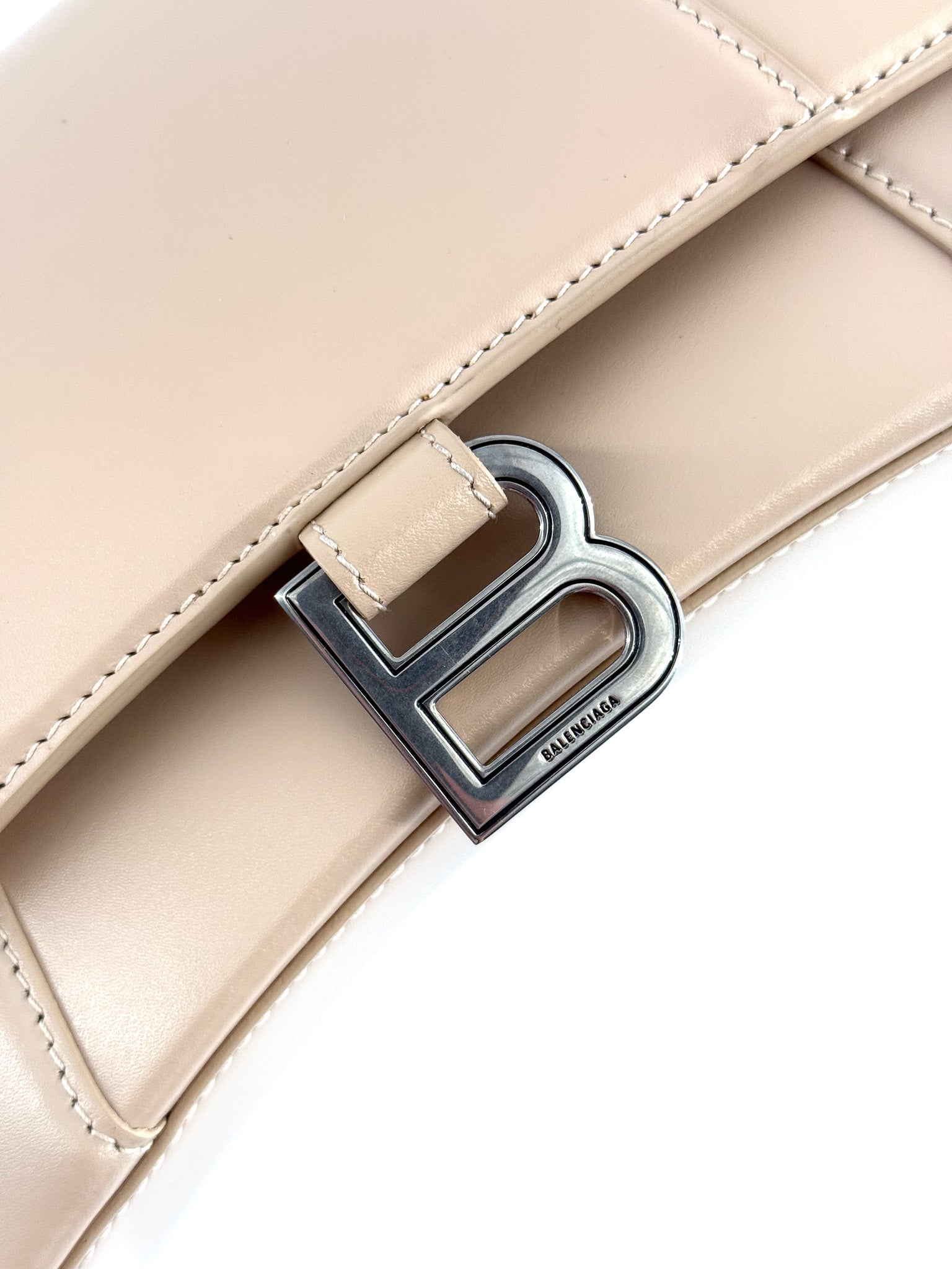 Balenciaga Beige Hourglass Small Leather top handle bag