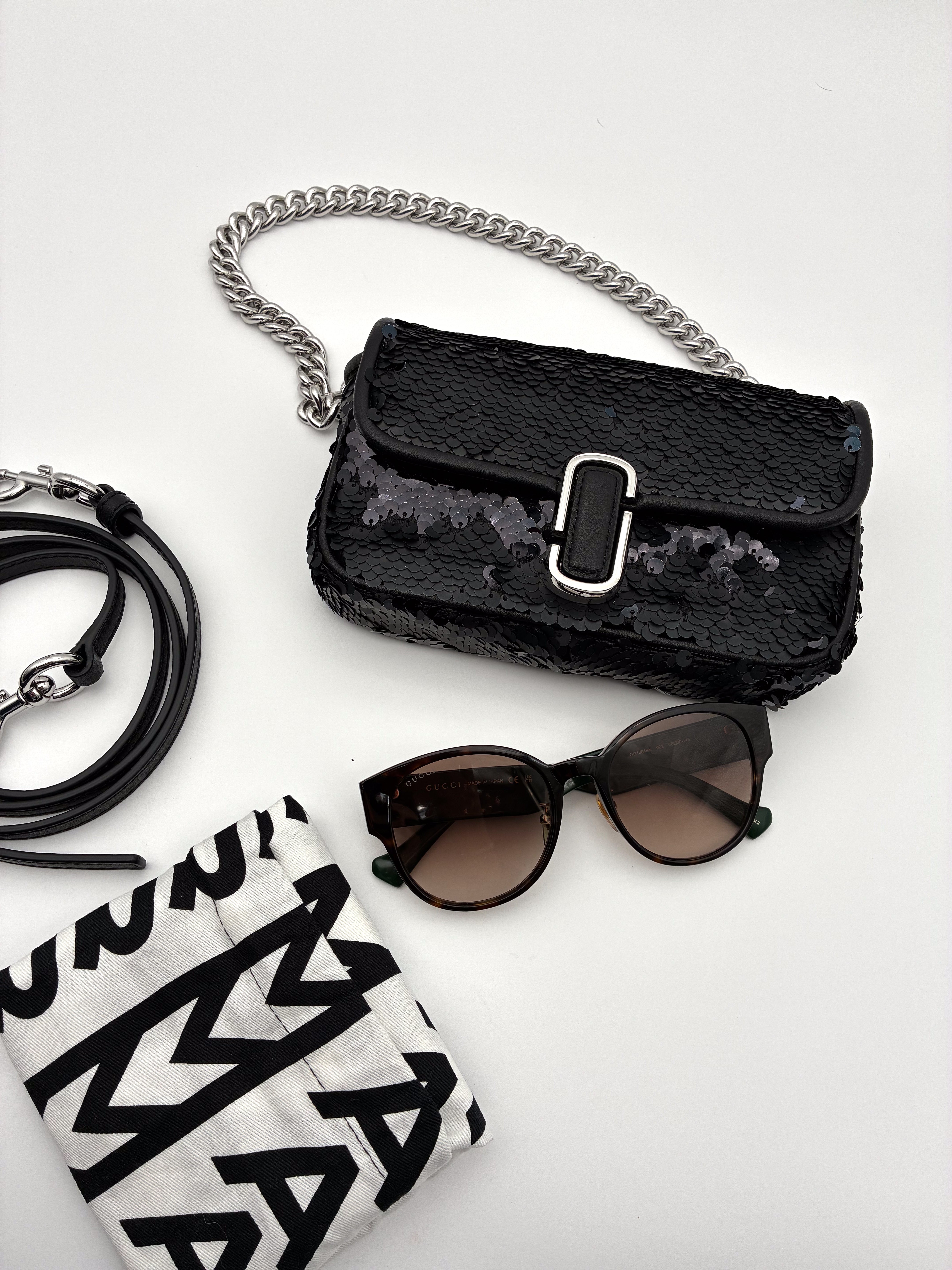 Marc Jacobs The Mini J Marc Shoulder Women's Black Sequined