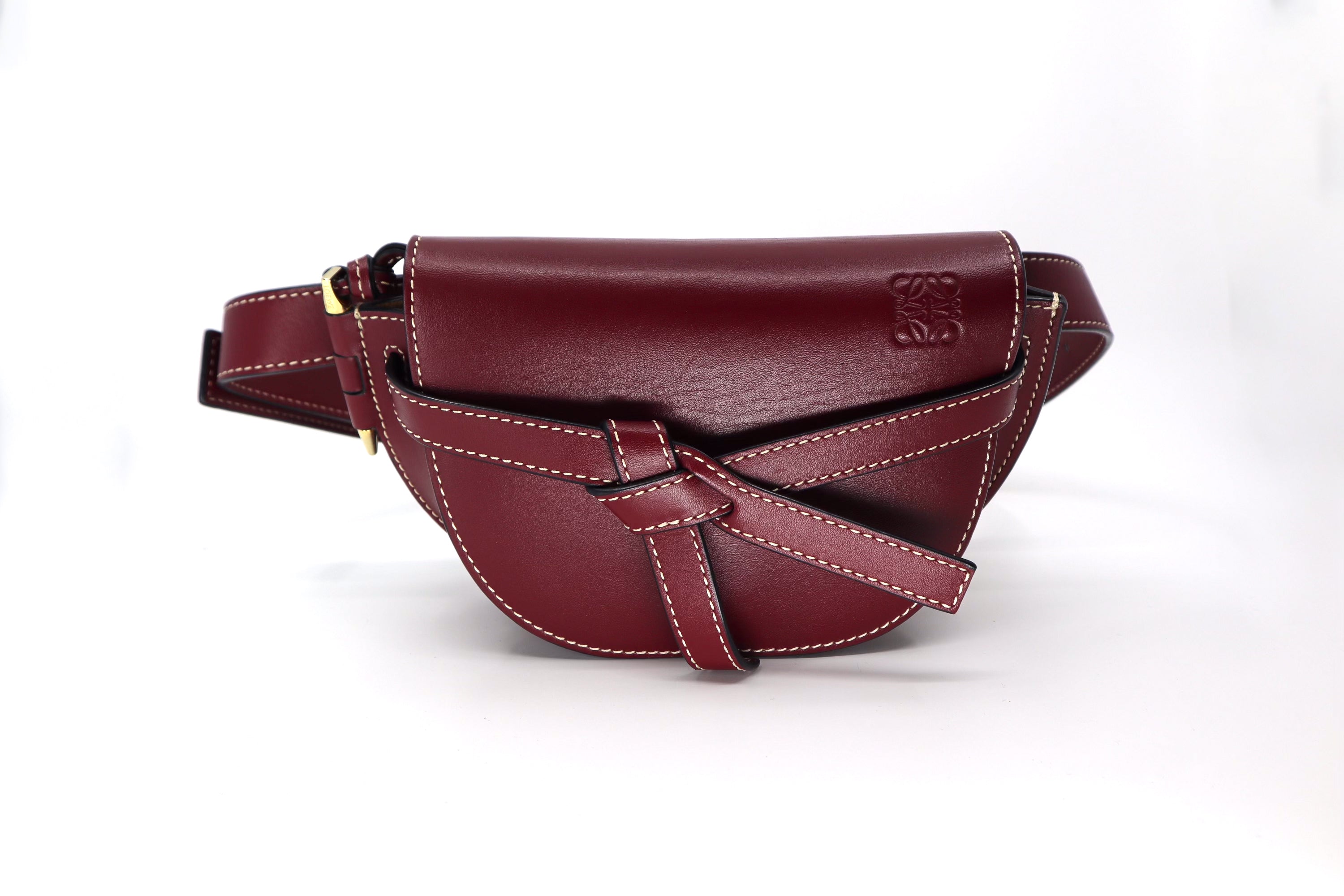 Loewe Calfskin Mini Gate Belt Bag Burgundy