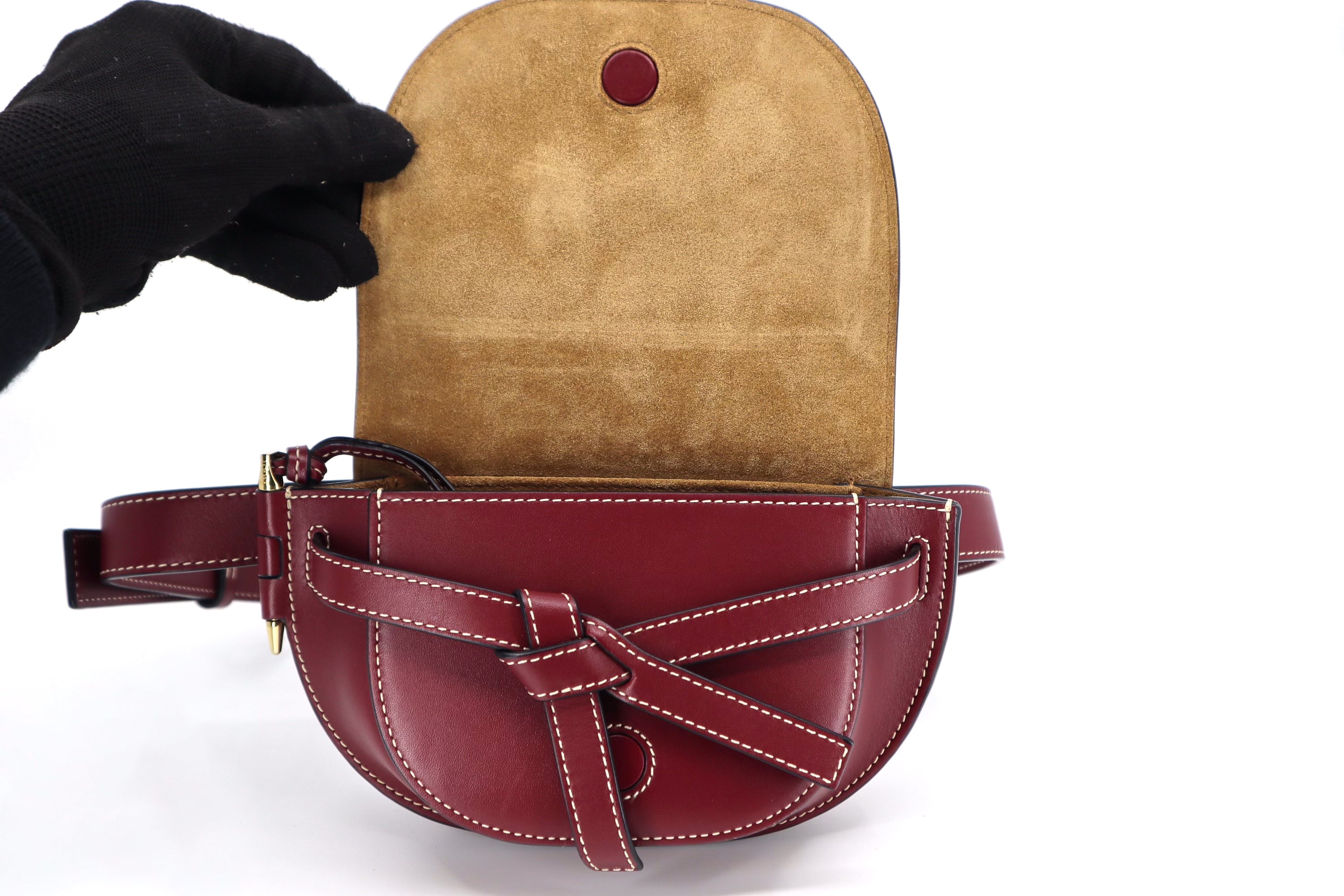 Loewe Calfskin Mini Gate Belt Bag Burgundy