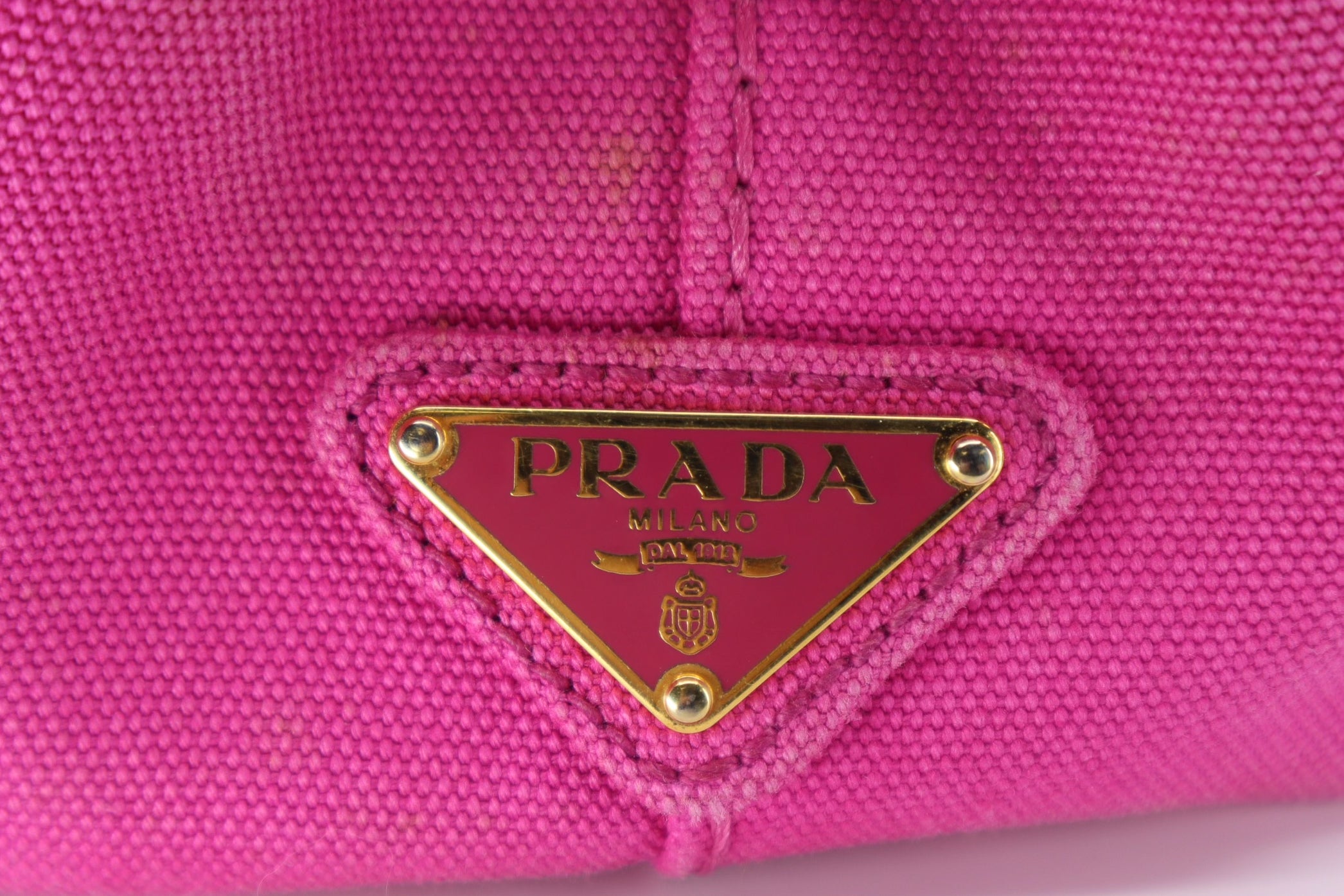 Prada Denim Small Canapa Logo Tote Peonia