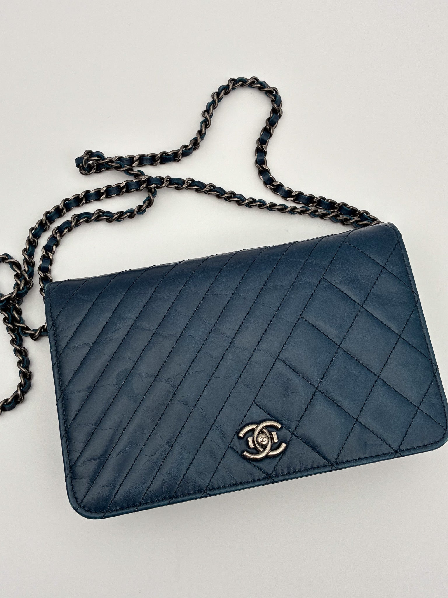 Chanel Coco Boy Wallet on Chain Quilted Aged Calfskin