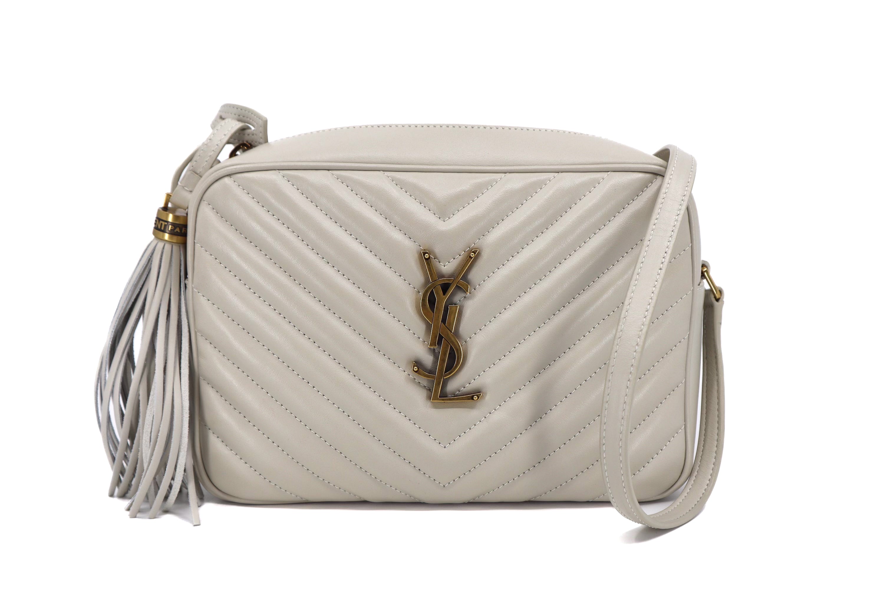 Saint Laurent Calfskin Matelasse Monogram Lou Camera Bag Crema Soft