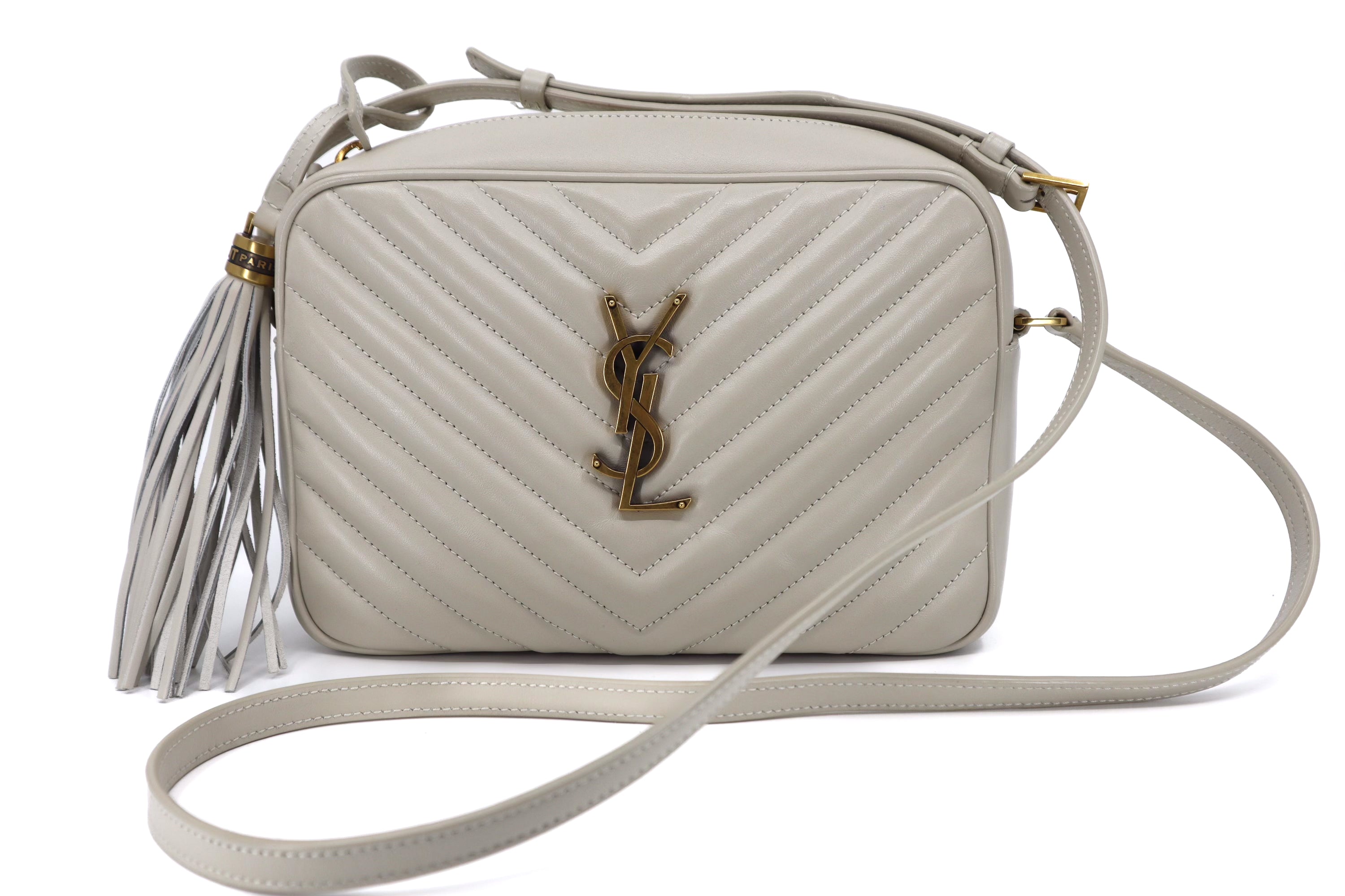 Saint Laurent Calfskin Matelasse Monogram Lou Camera Bag Crema Soft