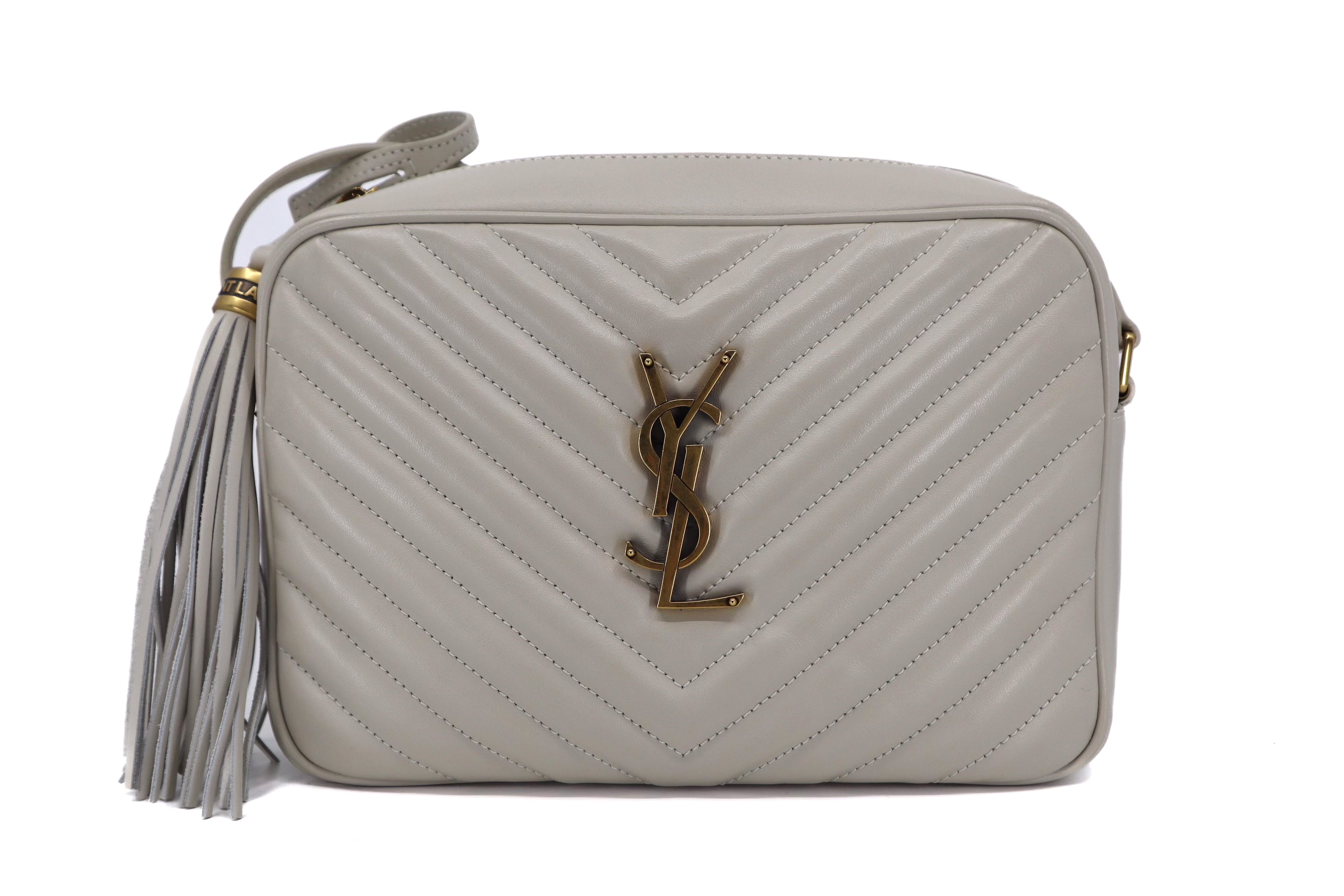 Saint Laurent Calfskin Matelasse Monogram Lou Camera Bag Crema Soft