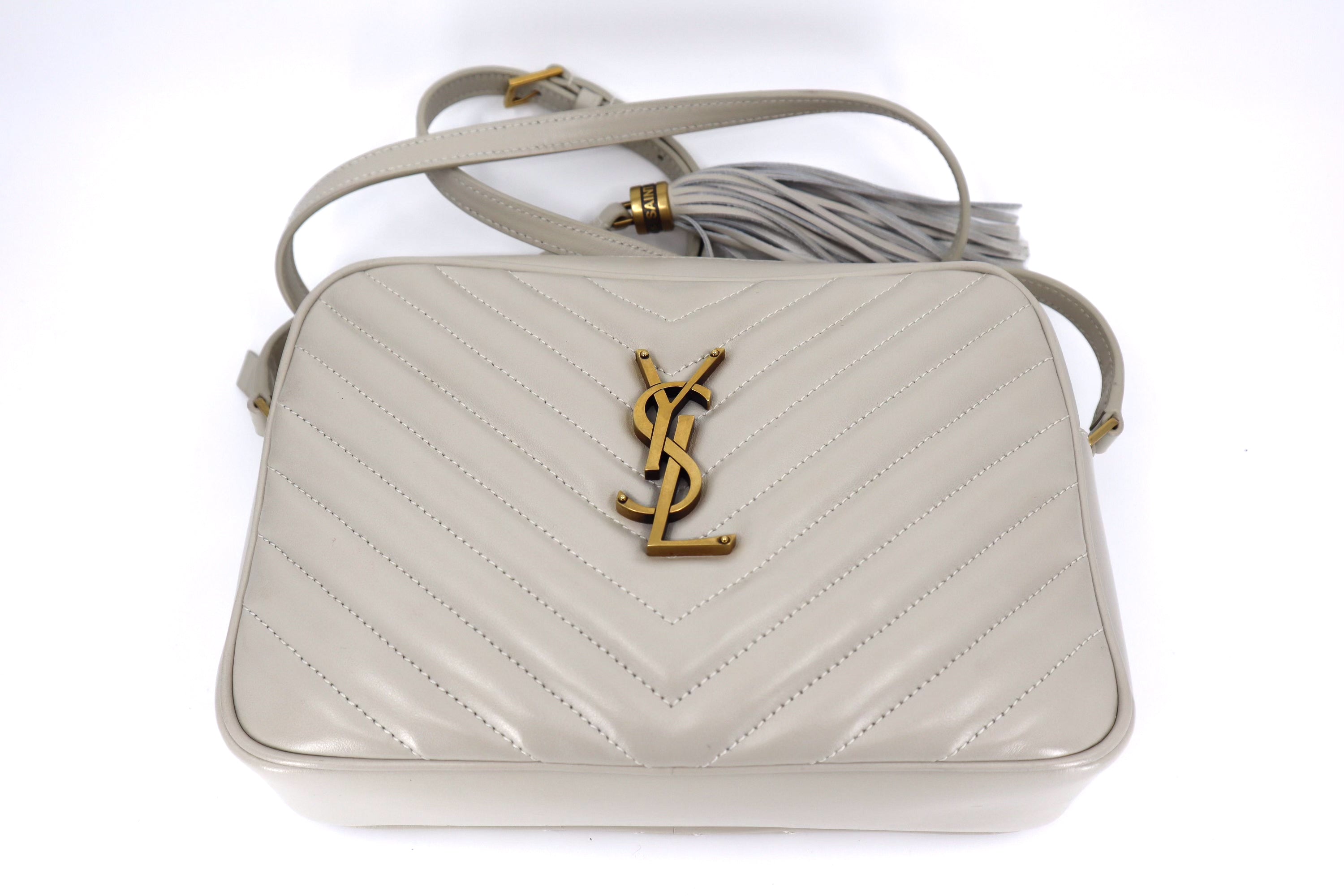 Saint Laurent Calfskin Matelasse Monogram Lou Camera Bag Crema Soft