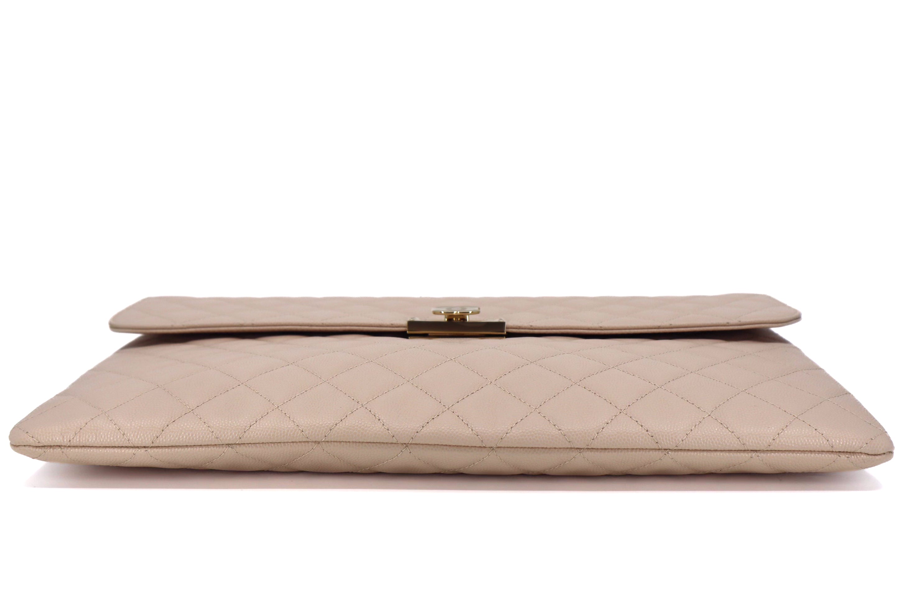 Chanel Caviar Quilted Large Golden Class Pouch Light Pink