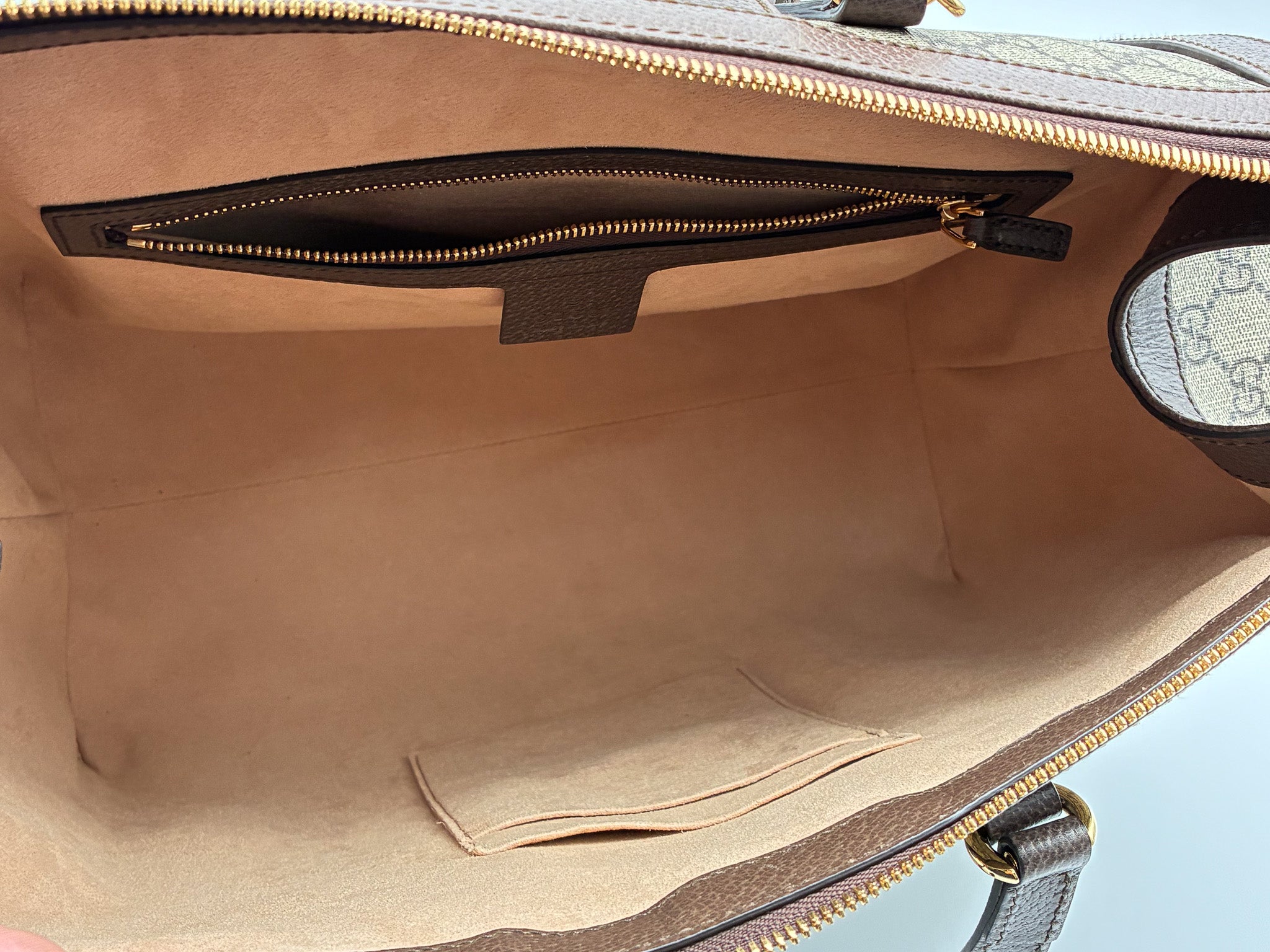 Gucci GG Supreme Monogram Web Medium Ophidia Tote Bag Brown