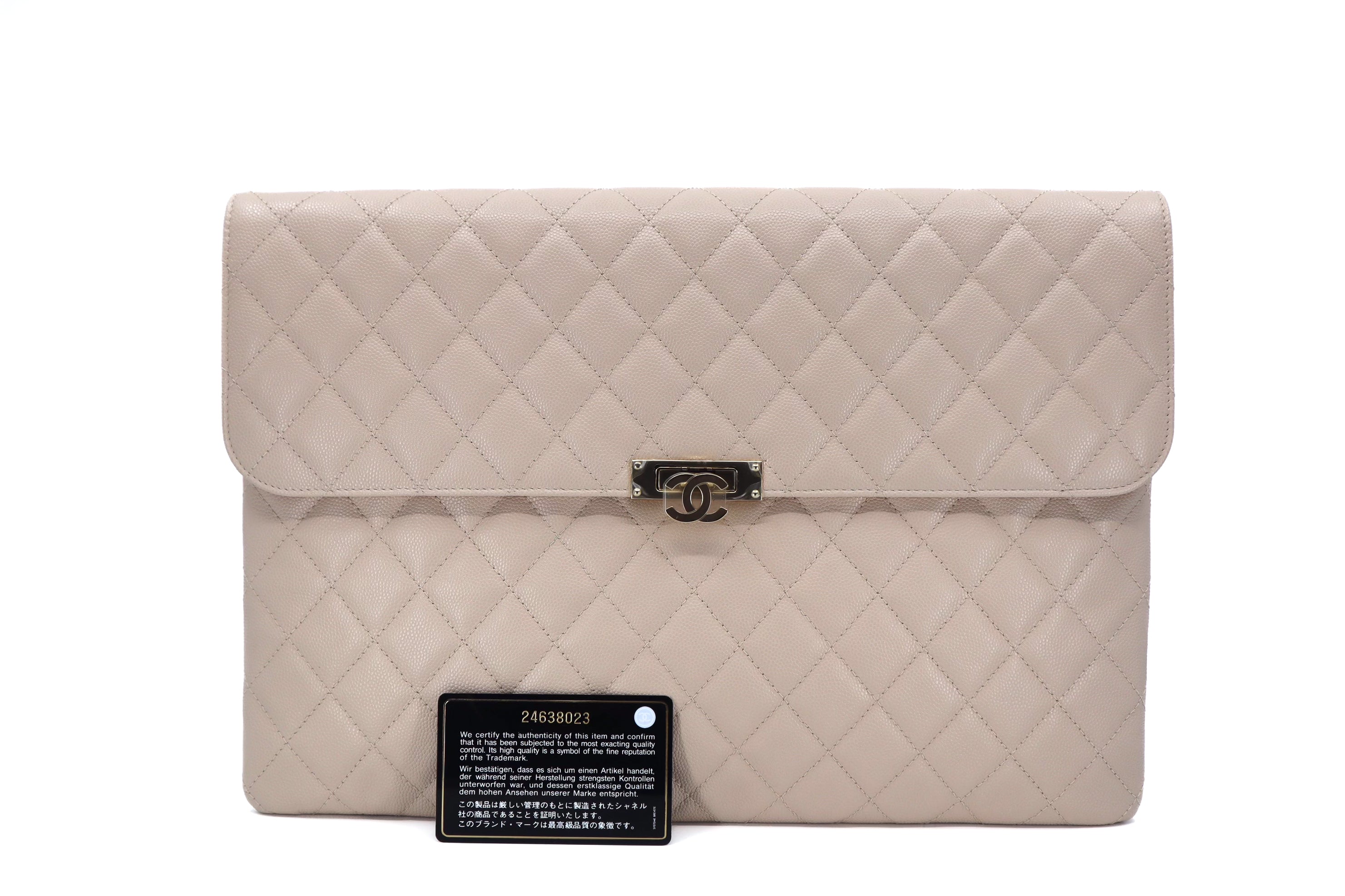 Chanel Caviar Quilted Large Golden Class Pouch Light Pink