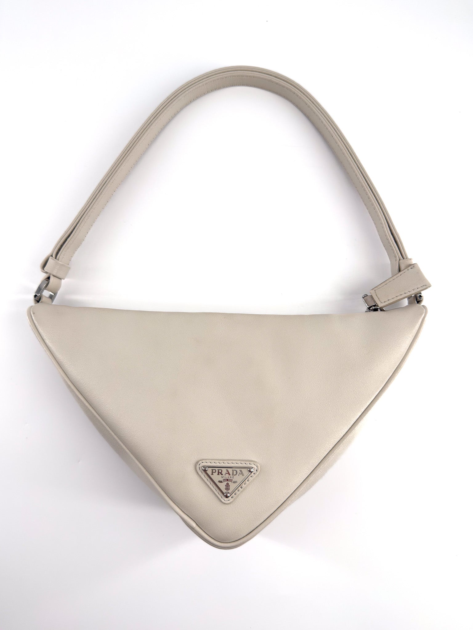 Prada Leather Triangle Shoulder Bag white