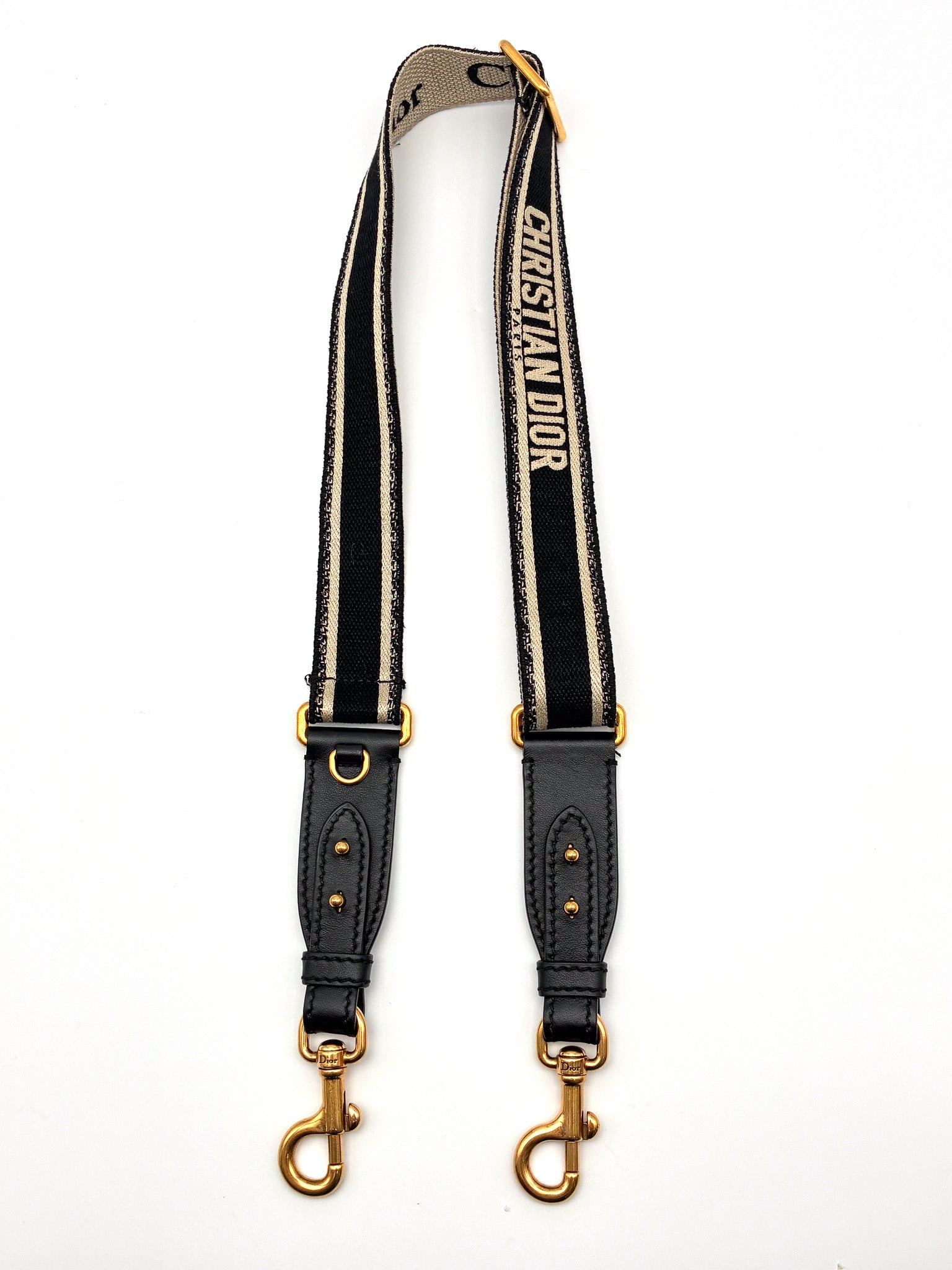 Christian Dior Canvas Embroidered Shoulder Strap Black