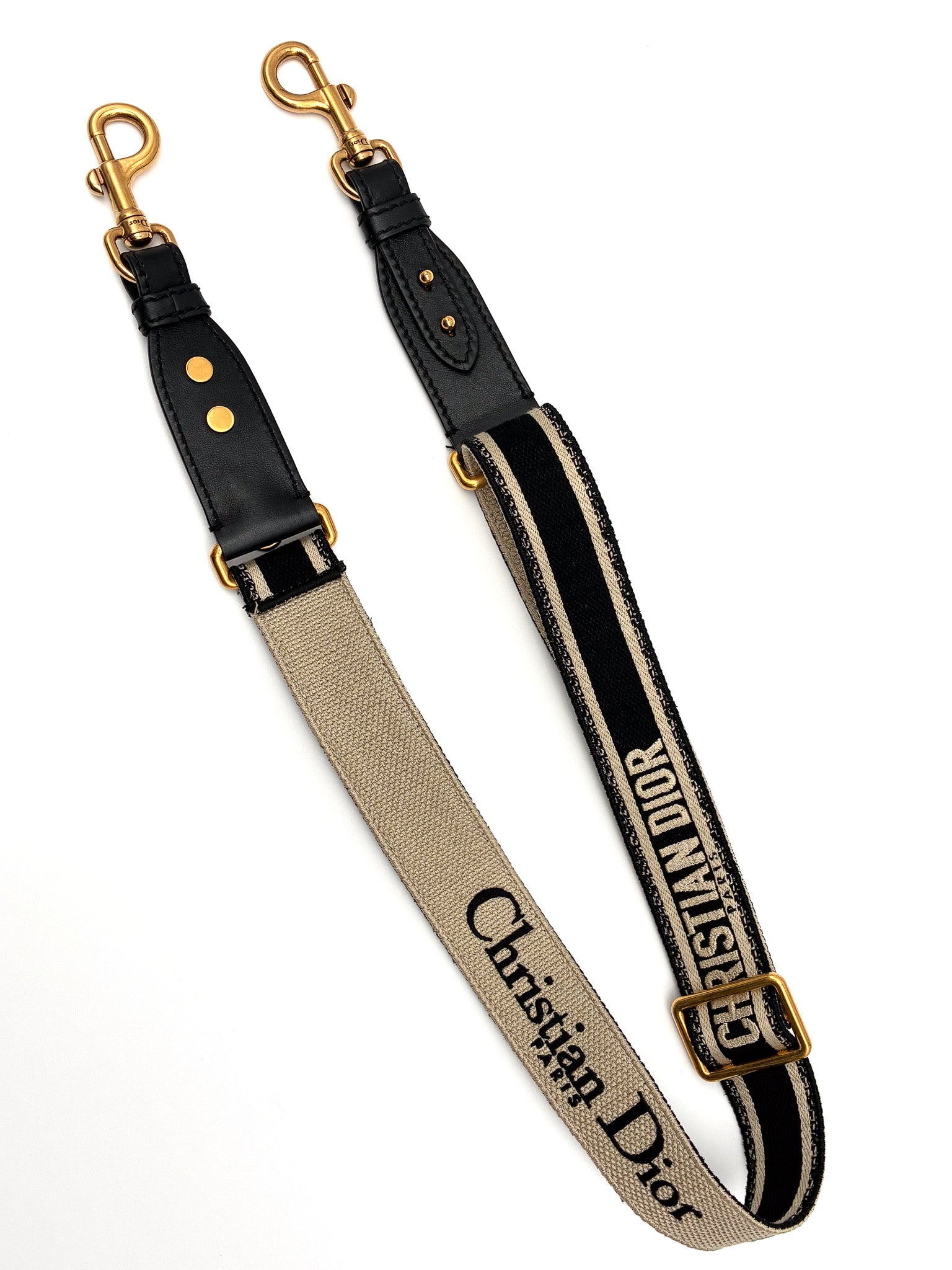 Christian Dior Canvas Embroidered Shoulder Strap Black