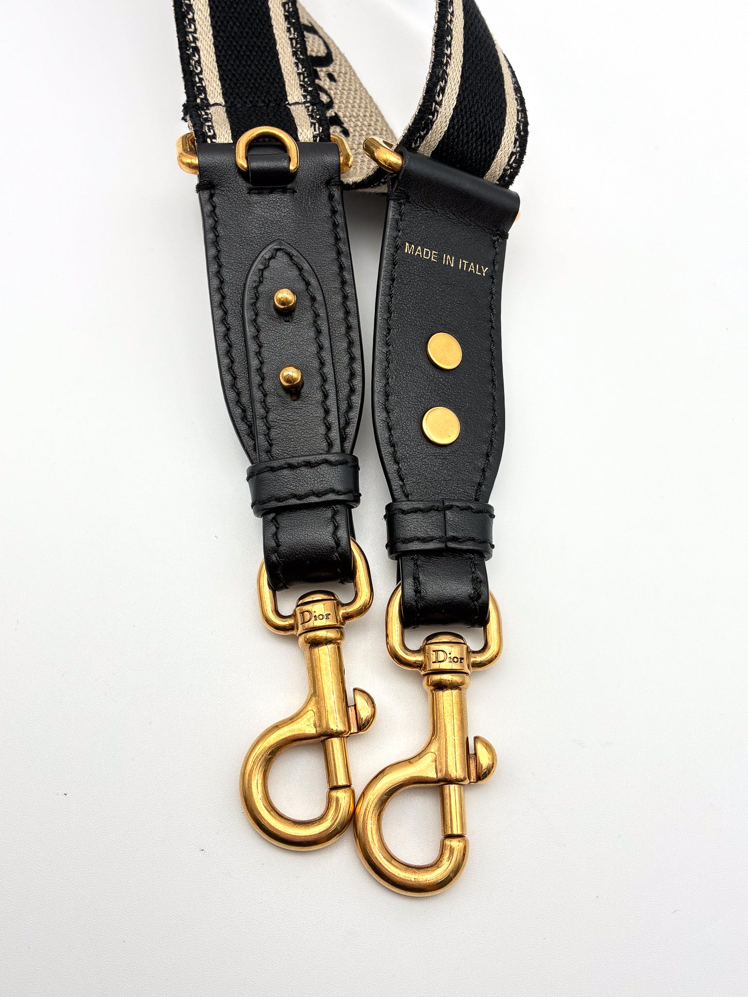 Christian Dior Canvas Embroidered Shoulder Strap Black