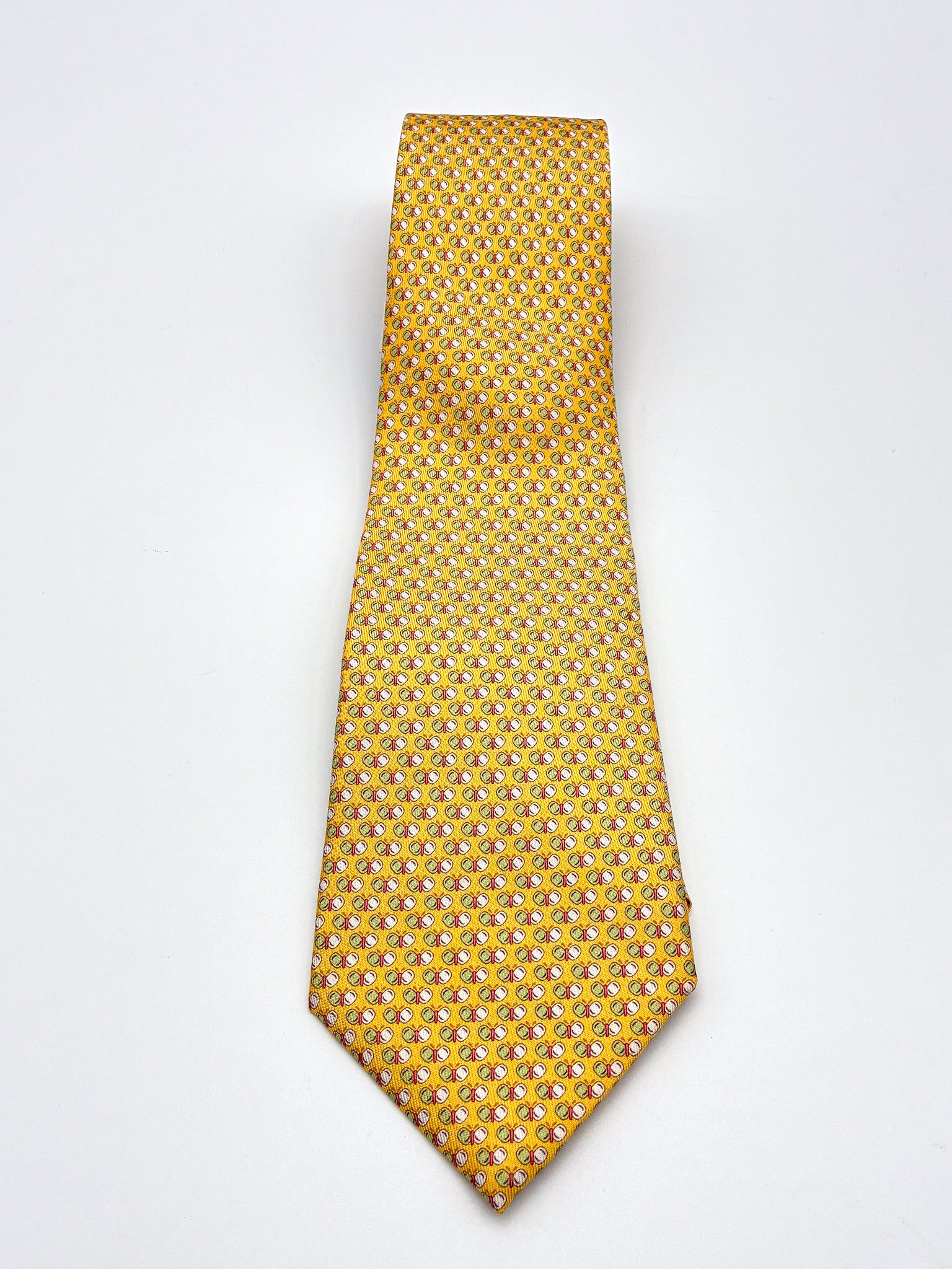 SALVATORE FERRAGAMO Gancini Print Silk Tie – Yellow