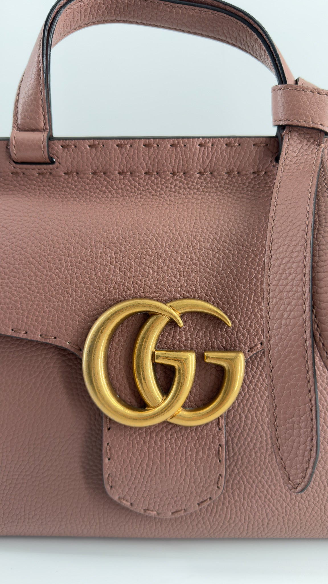 Calfskin Small GG Marmont Top Handle Bag Rosy