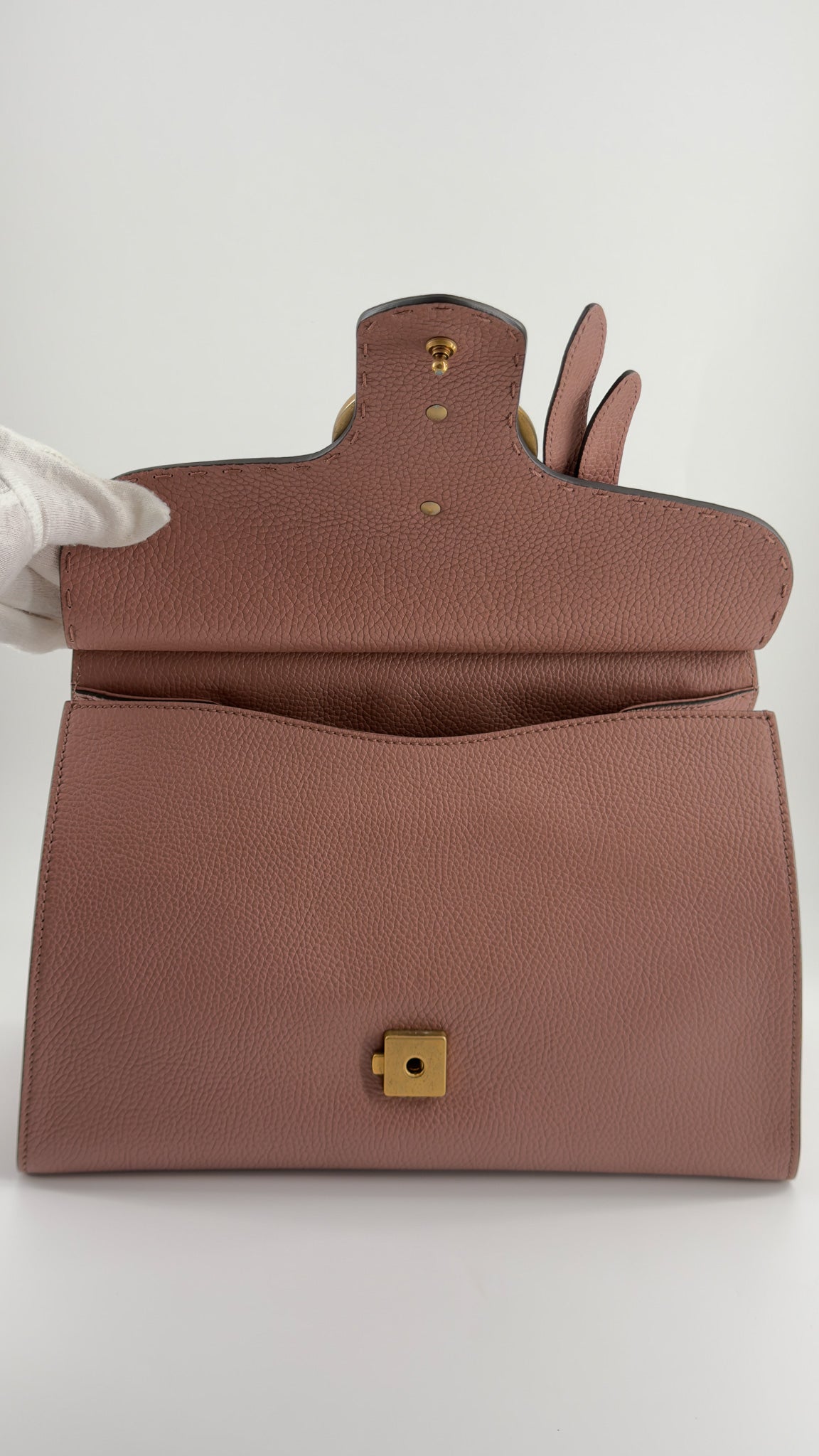 Calfskin Small GG Marmont Top Handle Bag Rosy