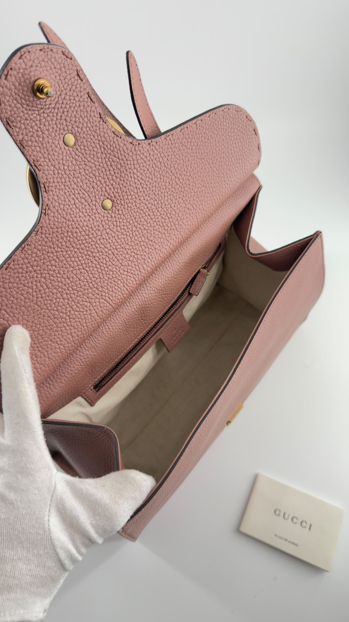 Calfskin Small GG Marmont Top Handle Bag Rosy