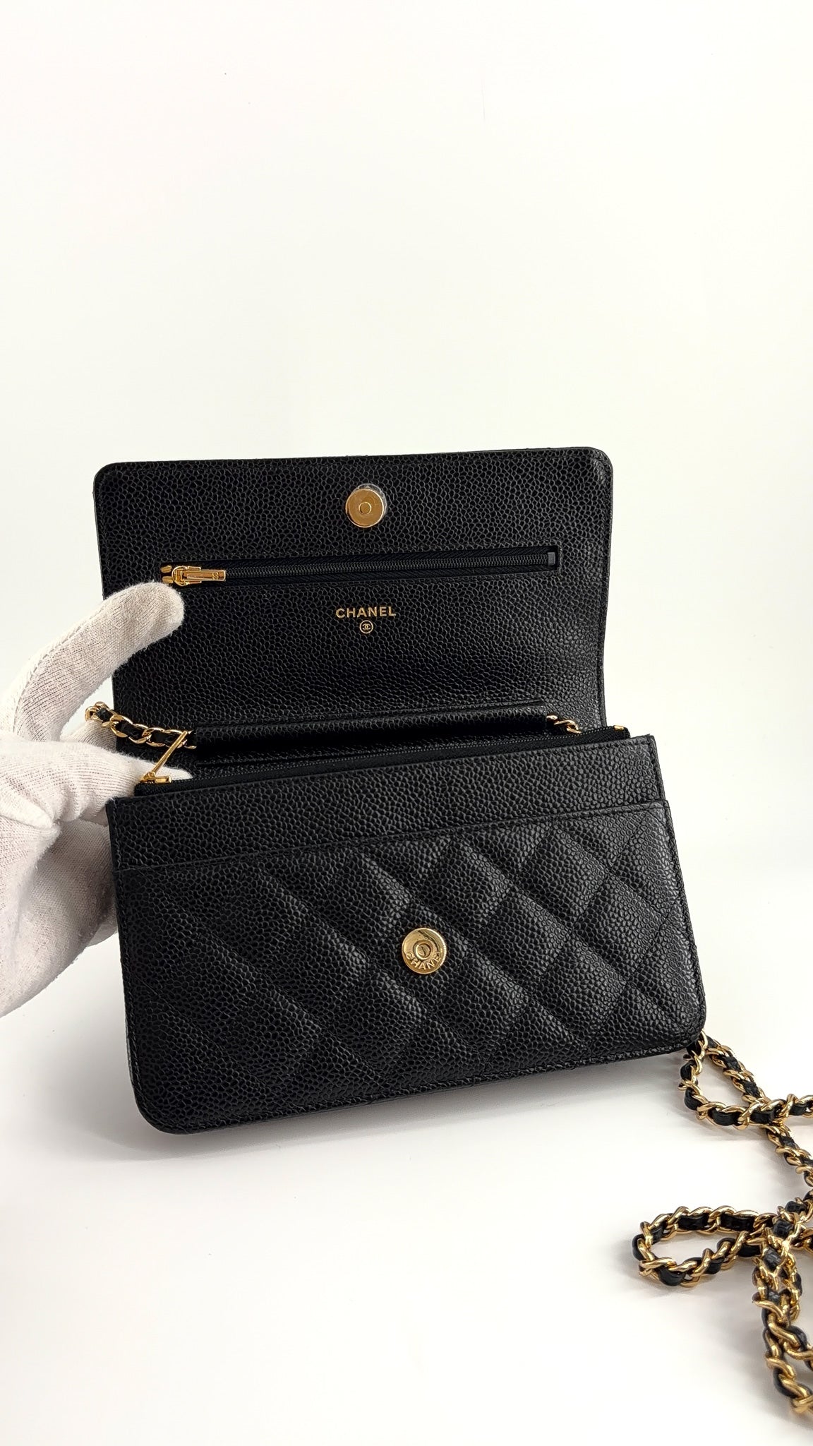 Chanel Caviar Quilted Wallet On Chain WOC Black