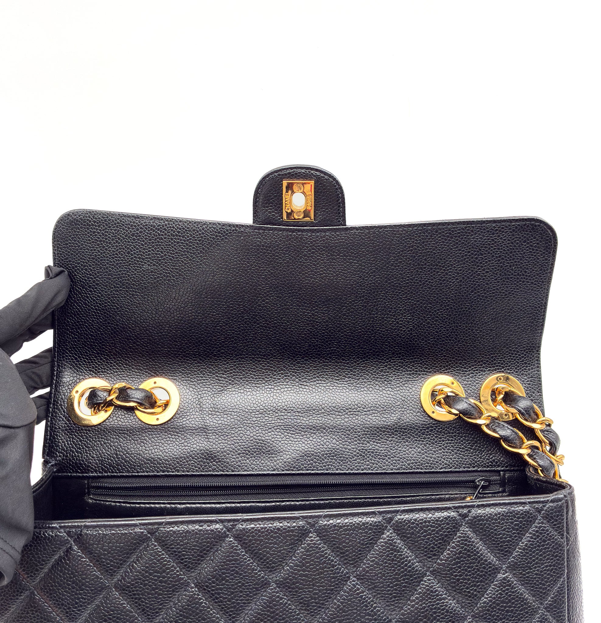 Chanel Jumbo Single Flap Caviar 24k GHW