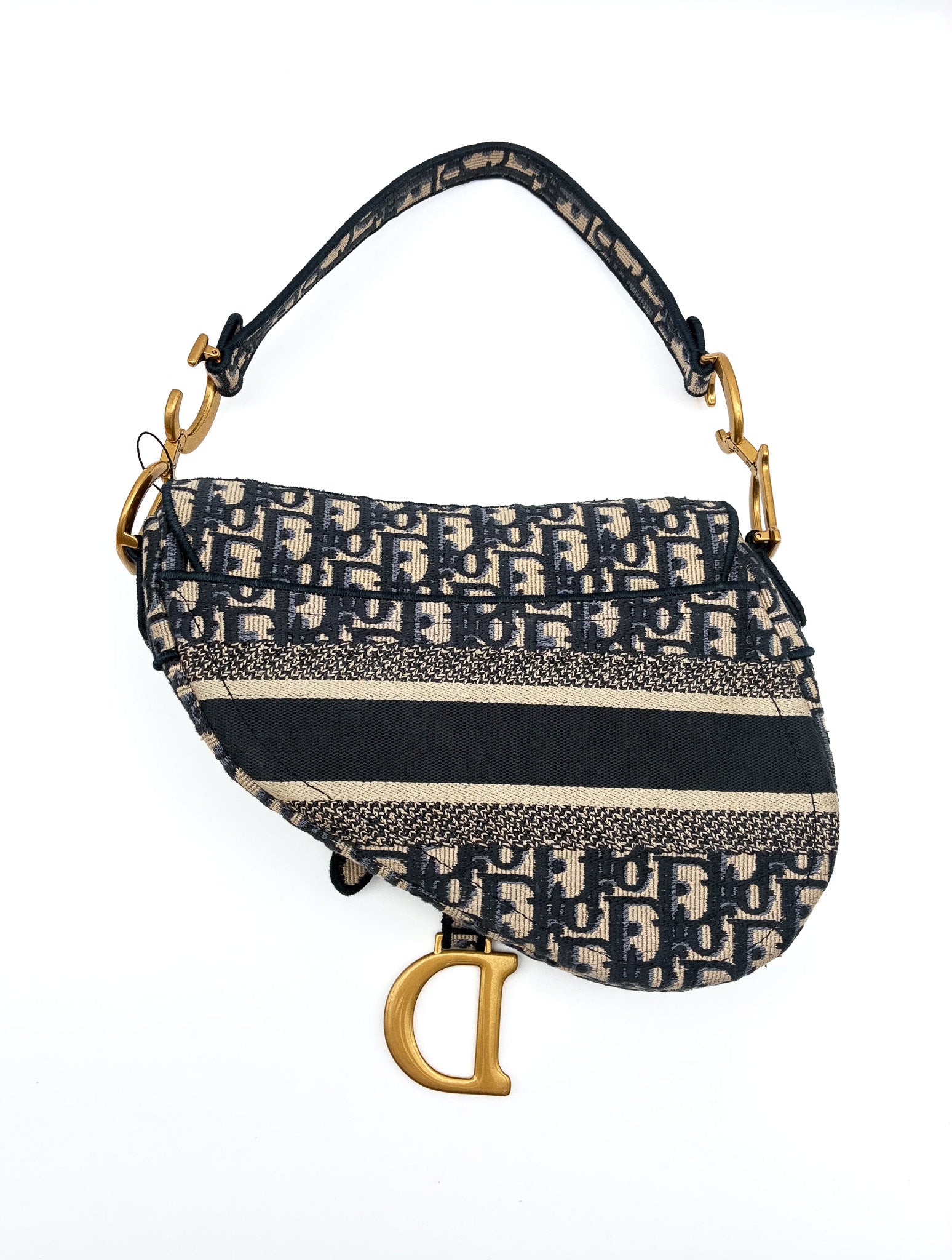 Christian Dior Saddle Bag Blue Dior Oblique Embroidery