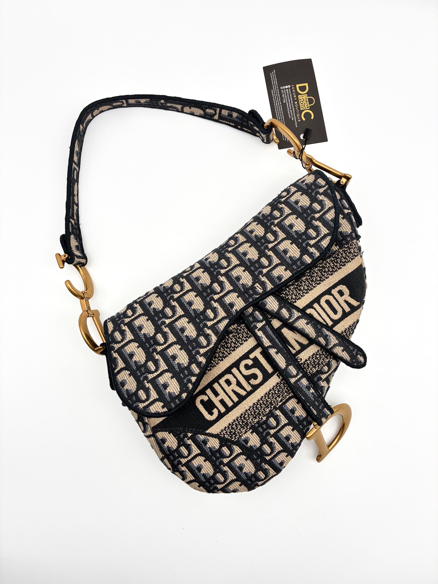 Christian Dior Saddle Bag Blue Dior Oblique Embroidery