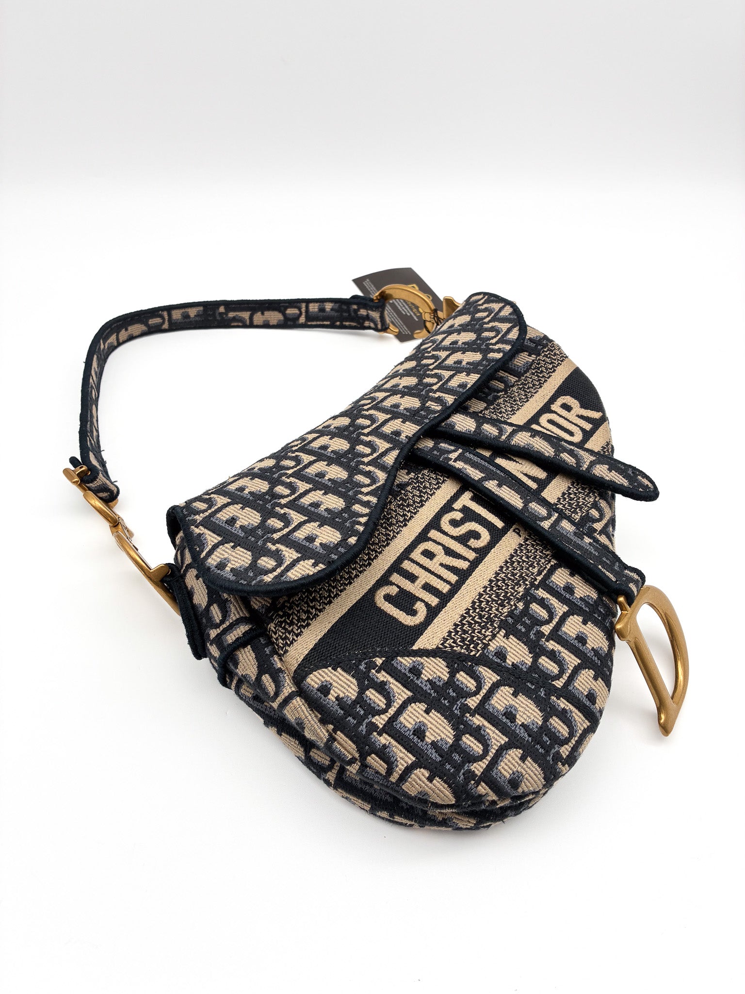Christian Dior Saddle Bag Blue Dior Oblique Embroidery
