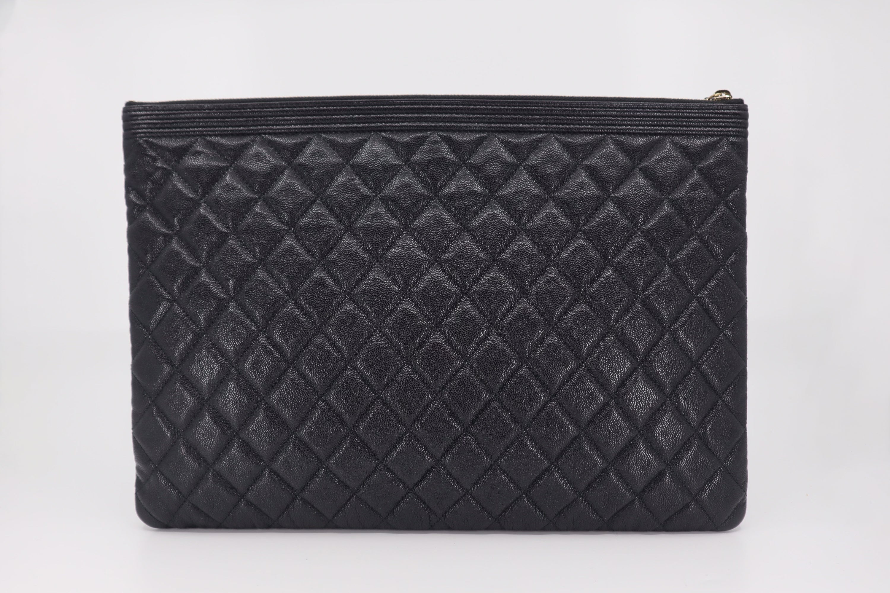 Chanel Caviar Quilted Large Boy Zip Pouch Black